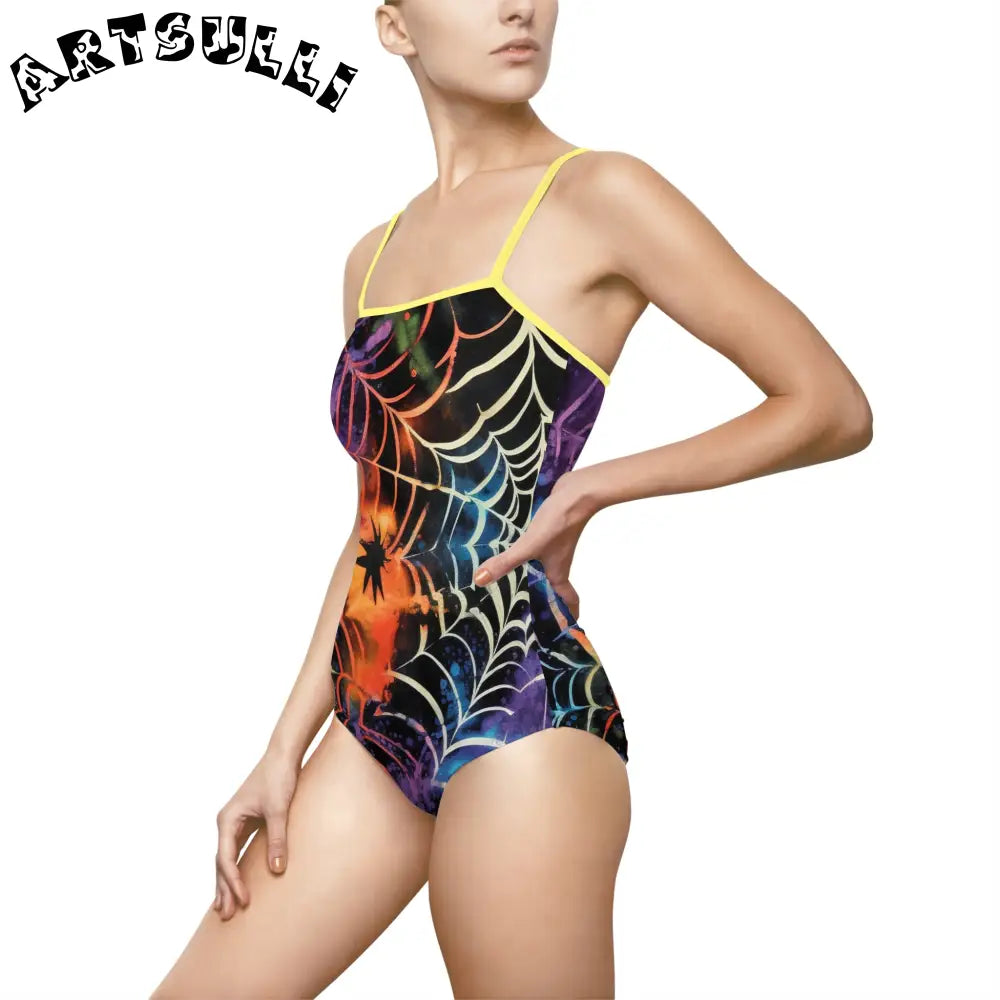 JAKKOUTTHEBXX Colorful Spider Web One-Piece Swimsuit 2025