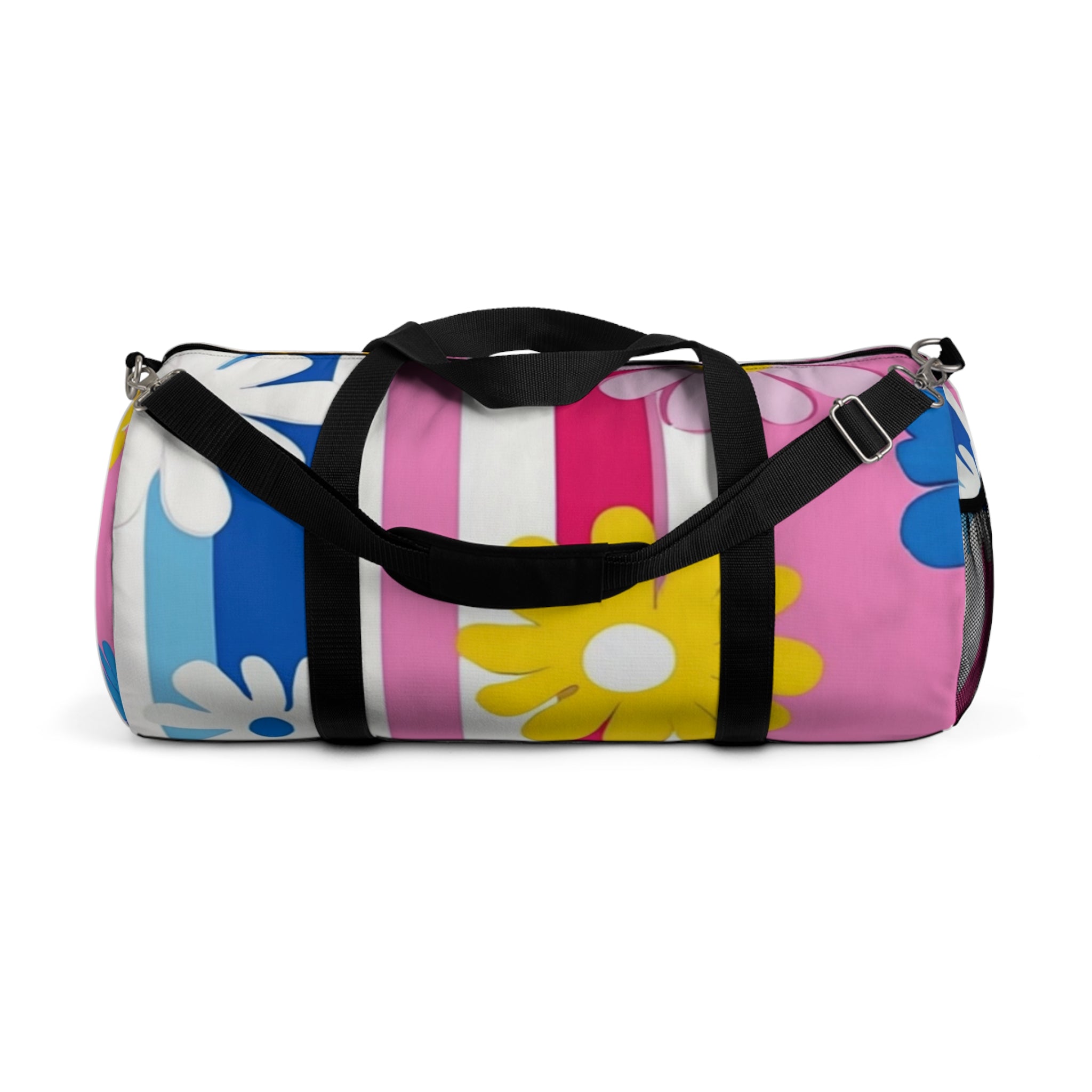 Flowers x Stripes Multi-Color Duffel Bag, Artsulli - Art is Long, Life is Short, Bags, Size, Large, , , , , 55660105891002