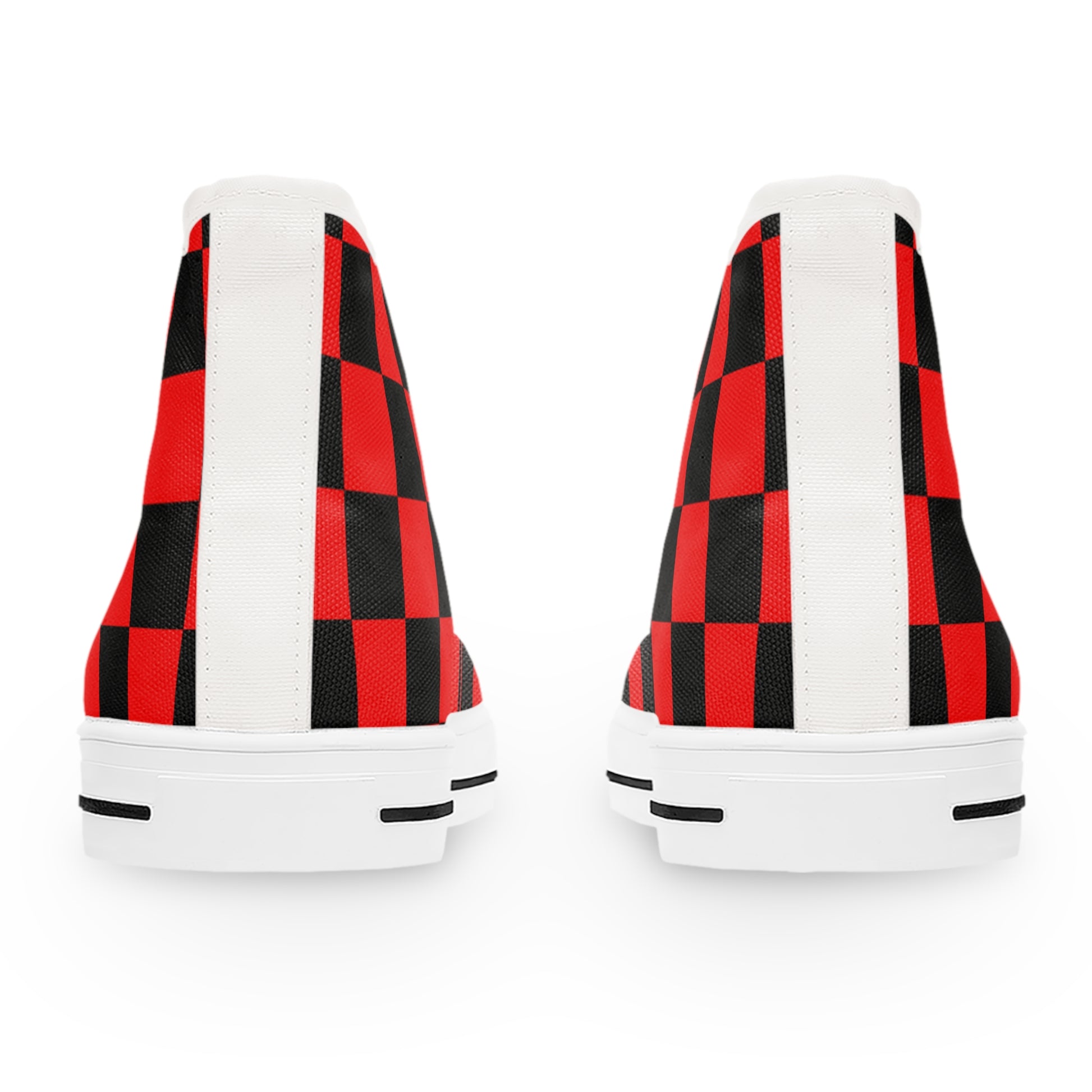 Checkerboard Red and Black Women's High Top Sneakers, Artsulli - Art is Long, Life is Short, Shoes, , , , , , , 