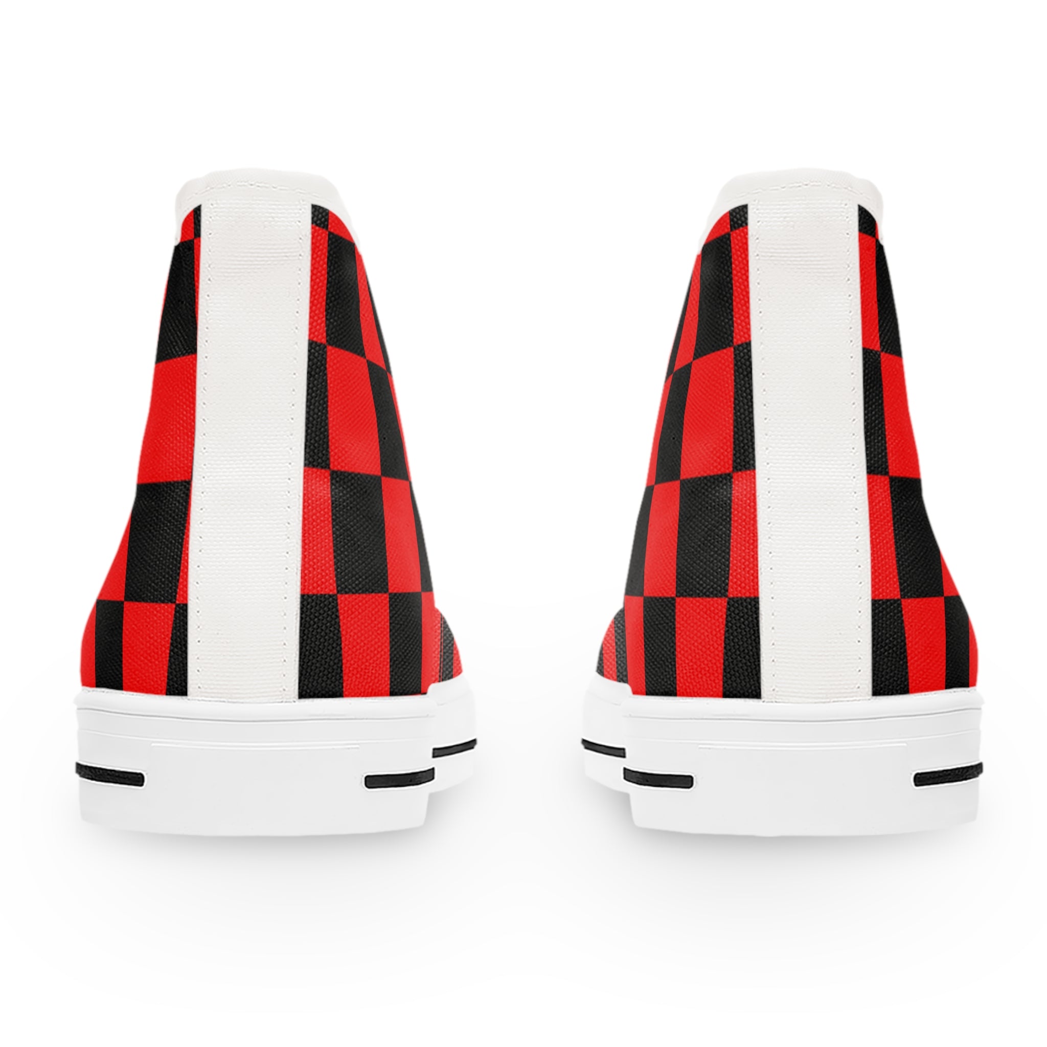Checkerboard Red and Black Women's High Top Sneakers, Artsulli - Art is Long, Life is Short, Shoes, , , , , , , 