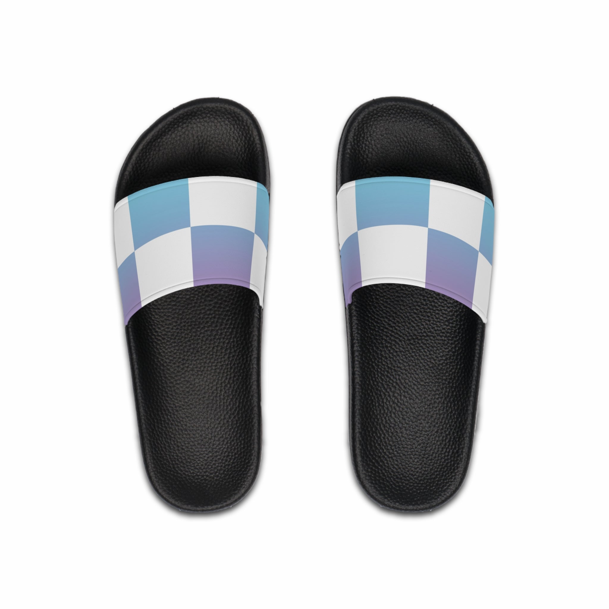 Vaporwave Check Men's Slide Sandals, Artsulli - Art is Long, Life is Short, Shoes, Color, Black sole, Size, US 6, , , 17891577052035647789