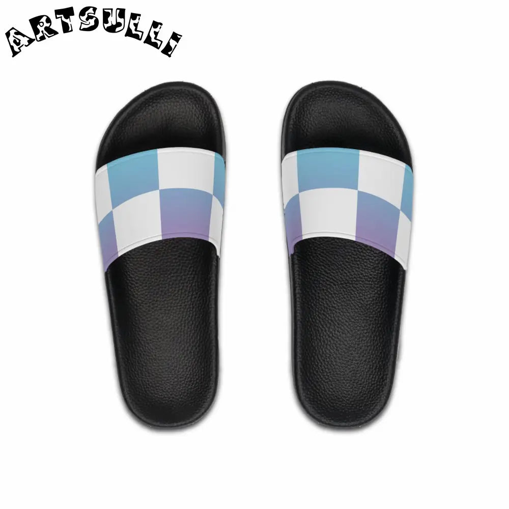 JAKKOUTTHEBXX Vaporwave Check Men’s Slide Sandals JAKKOUTTHEBXX