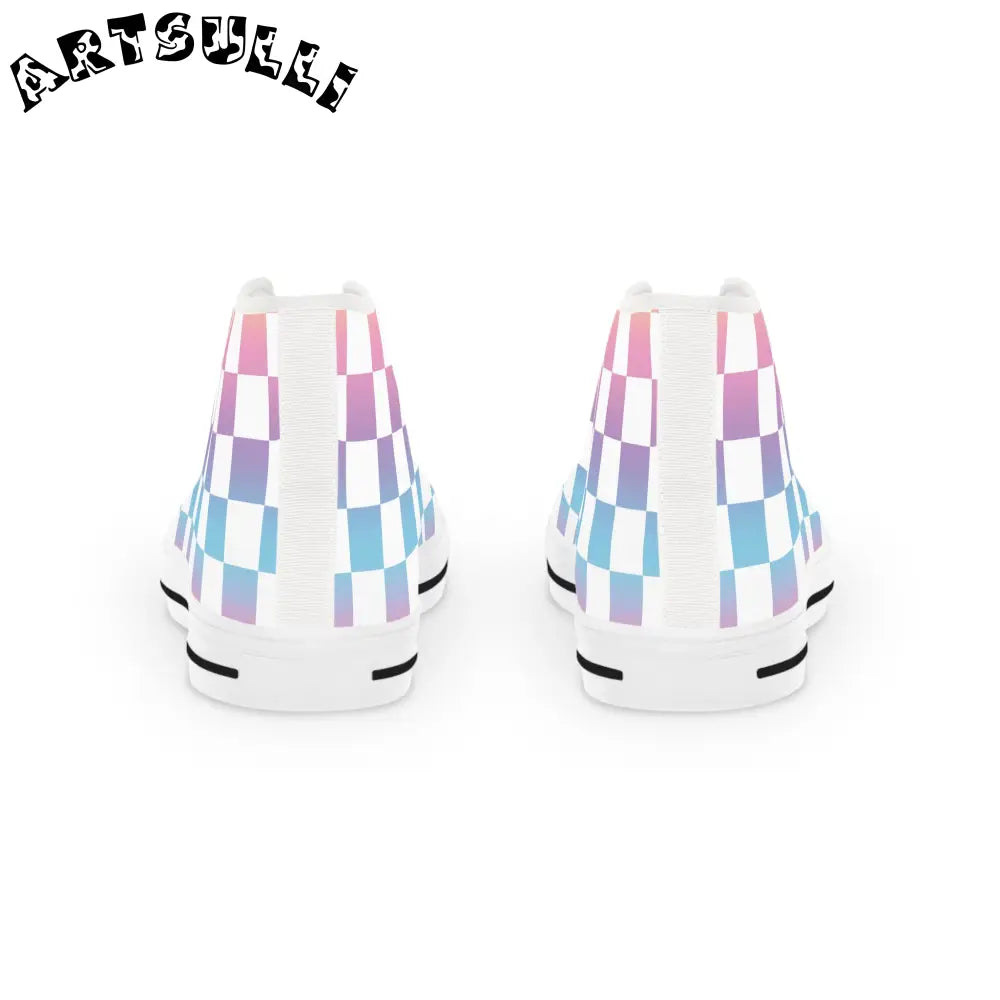 JAKKOUTTHEBXX Vaporwave Check Men’s High Top Sneakers JAKKOUTTHEBXX