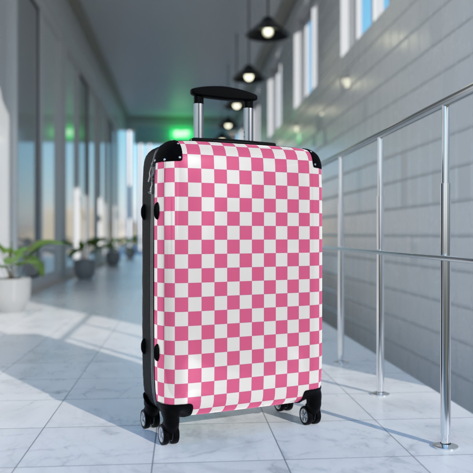 Yuyushiki Pink Check Suitcase, Artsulli - Art is Long, Life is Short, Bags, , , , , , , 
