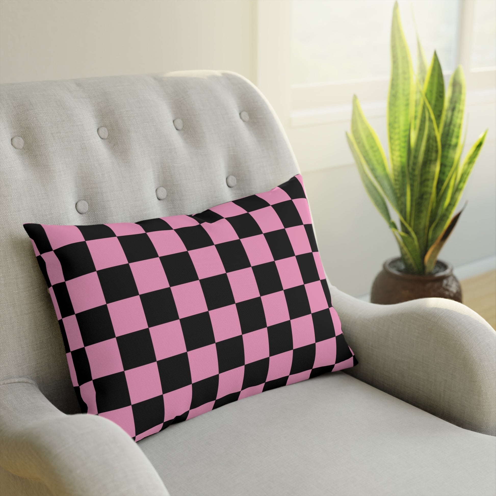 Checkerboard Black and Pink Cushion, Artsulli - Art is Long, Life is Short, Home Decor, , , , , , , 