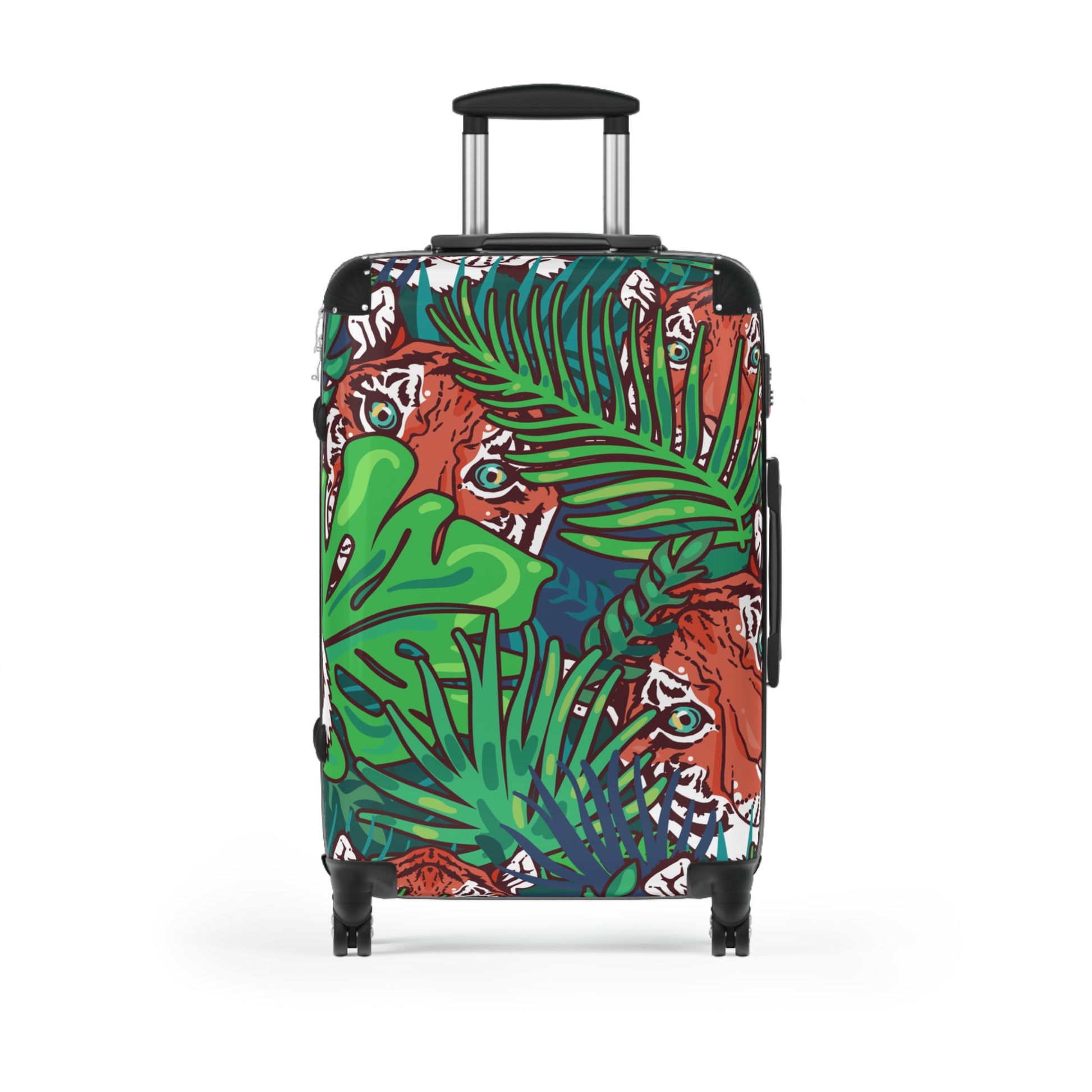 Tropical Jungle Tigers Blue and Green Tropical Jungle Tigers Blue and Green Suitcase, Artsulli - Art is Long, Life is Short, Bags, Size, Medium, Color, Black, , , 14348877874272