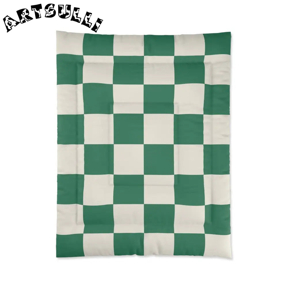 JAKKOUTTHEBXX Checkerboard Dark Green Comforter JAKKOUTTHEBXX