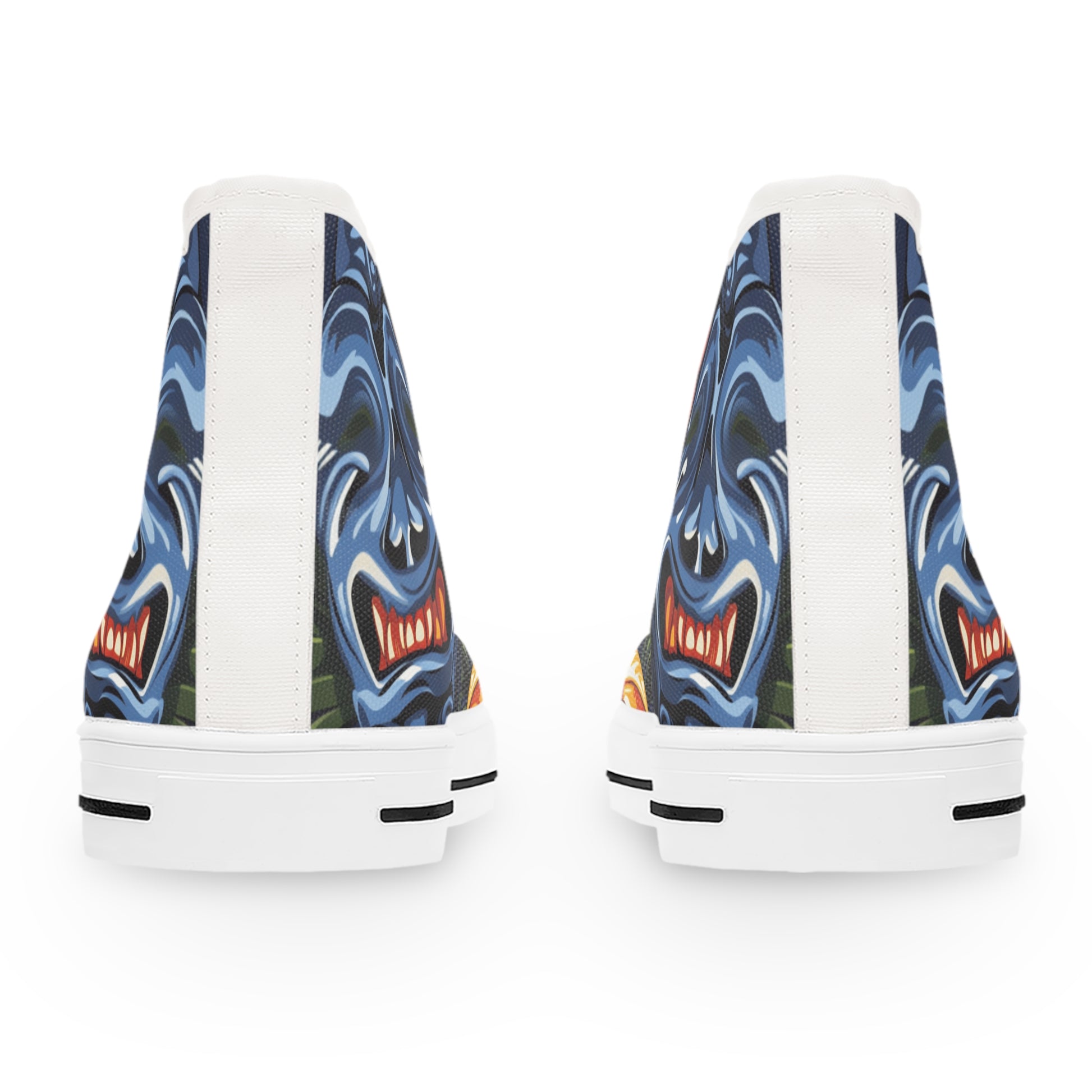 Tiki Bloom Navy Women's High Top Sneakers, Artsulli - Art is Long, Life is Short, Shoes, , , , , , , 