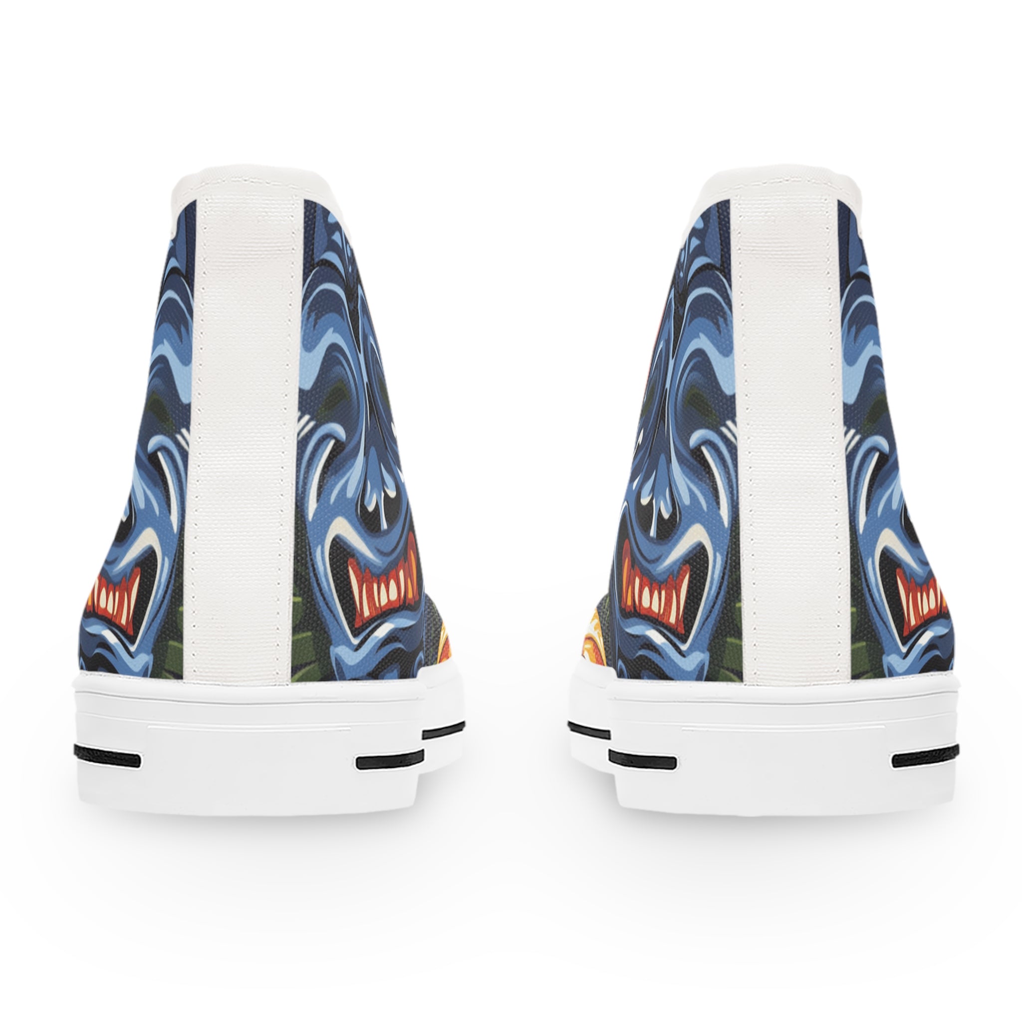 Tiki Bloom Navy Women's High Top Sneakers, Artsulli - Art is Long, Life is Short, Shoes, , , , , , , 