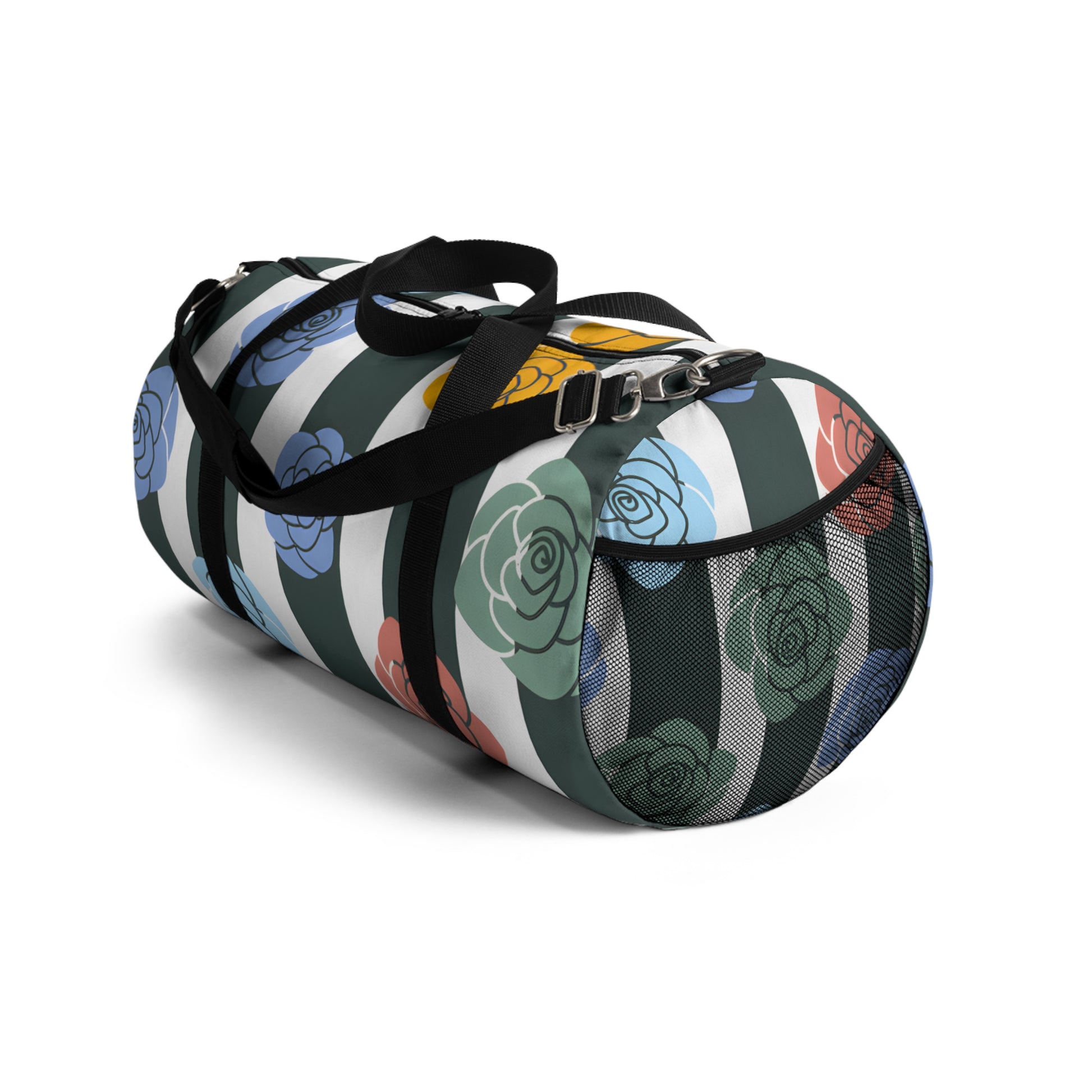 Stripes x Roses Black and White Copy of Duffel Bag, Artsulli - Art is Long, Life is Short, Bags, , , , , , , 