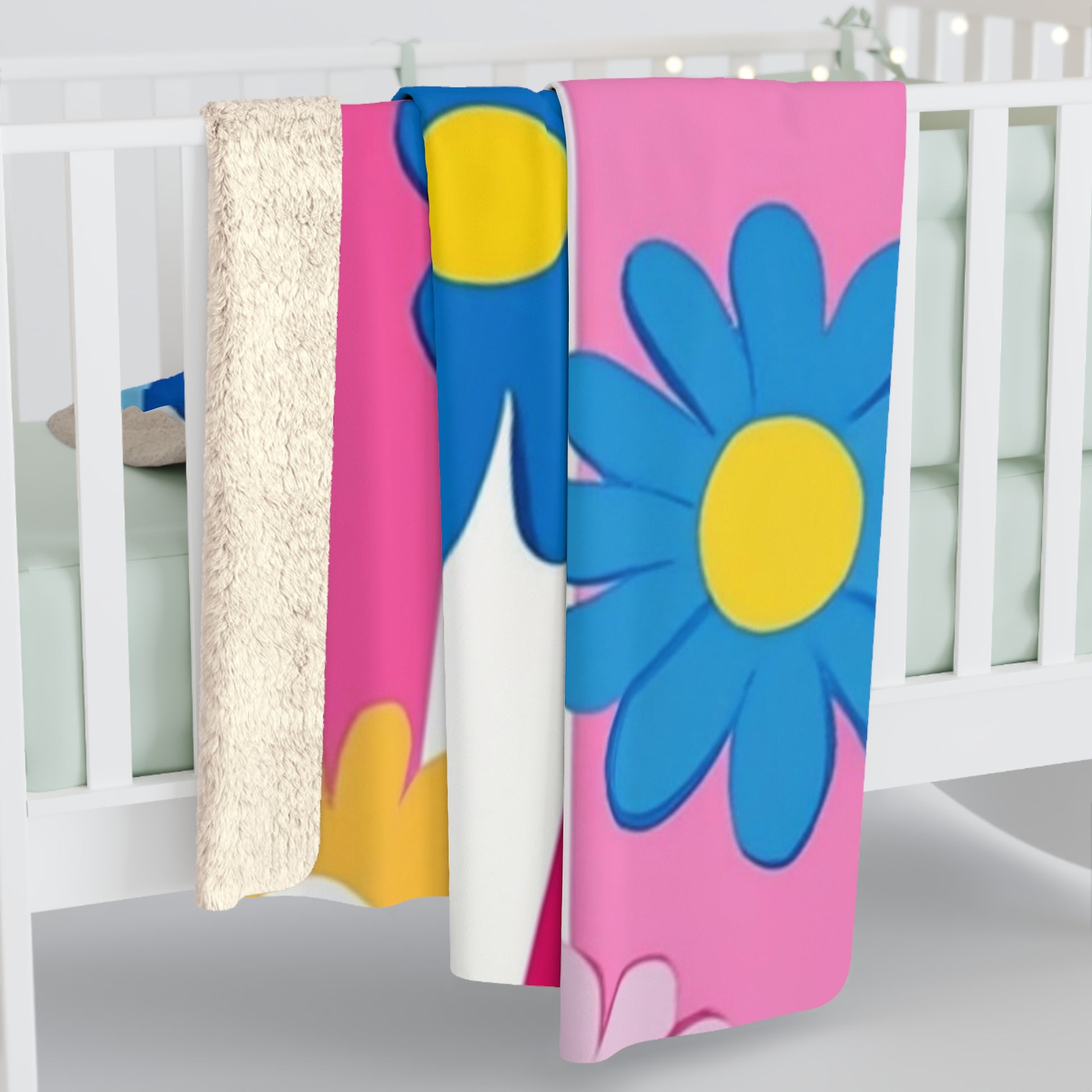Flowers x Stripes Multi-Color Sherpa Fleece Blanket, Artsulli - Art is Long, Life is Short, Home Decor, , , , , , , 