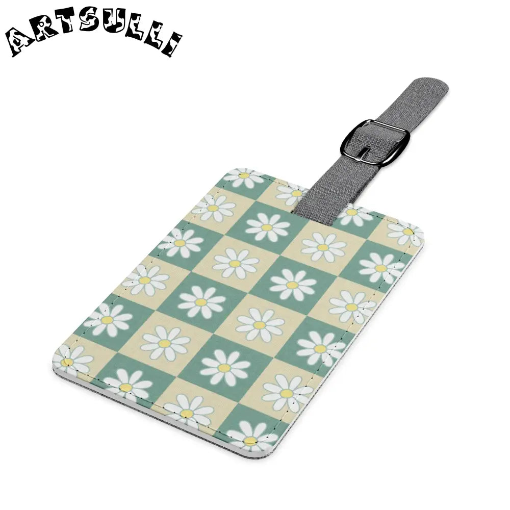 JAKKOUTTHEBXX Retro Daisy Checkerboard Green and Tan Saffiano