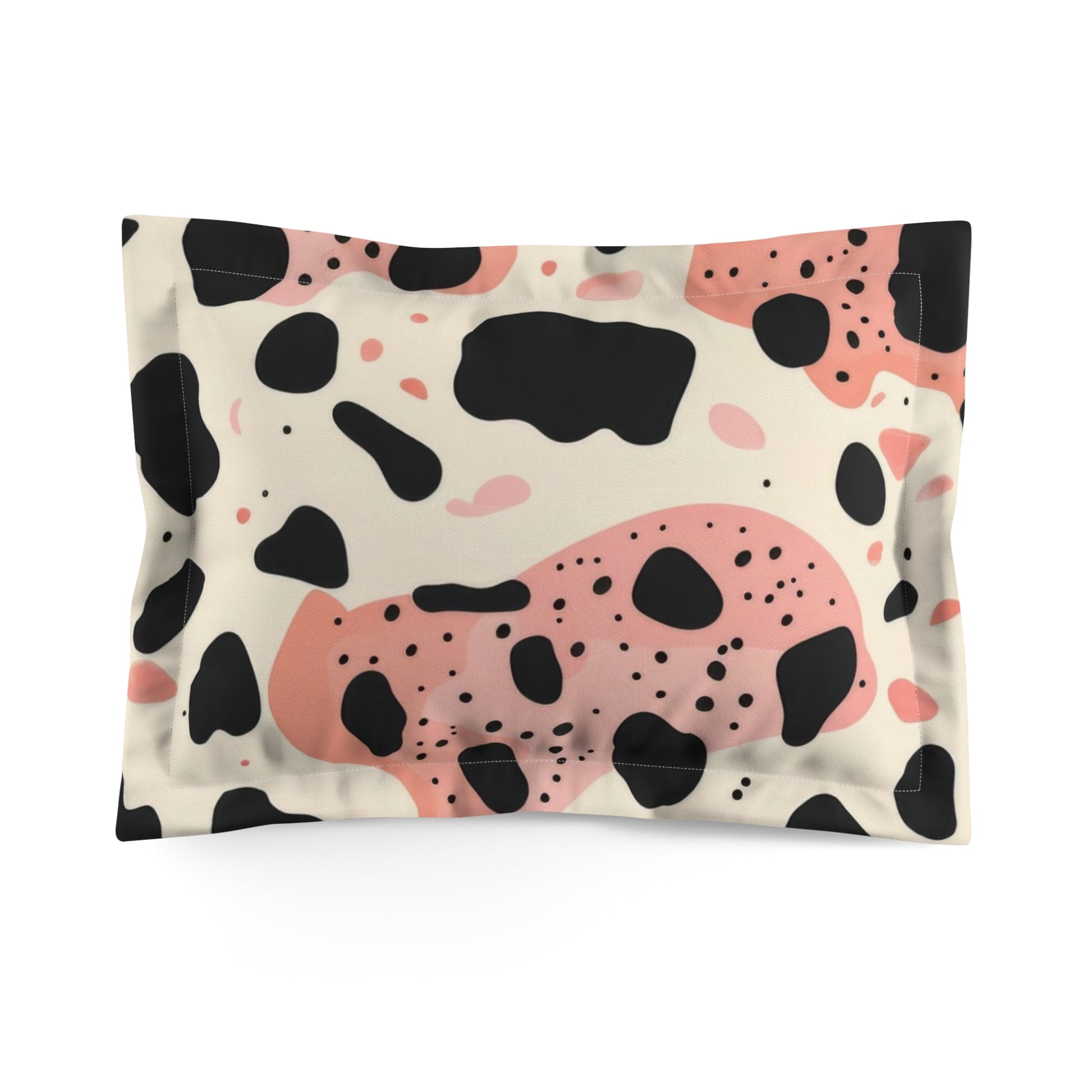 Organic Cow Print Cream and Pink Microfiber Pillow Sham, Artsulli - Art is Long, Life is Short, Home Decor, Size, Standard, , , , , 85715321943645