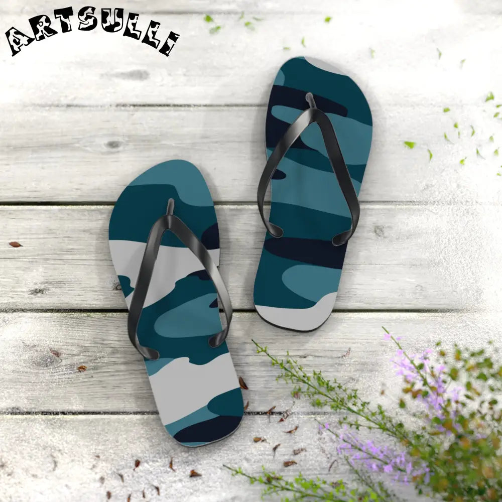 JAKKOUTTHEBXX Blue Camouflage Flip Flops JAKKOUTTHEBXX Artsulli