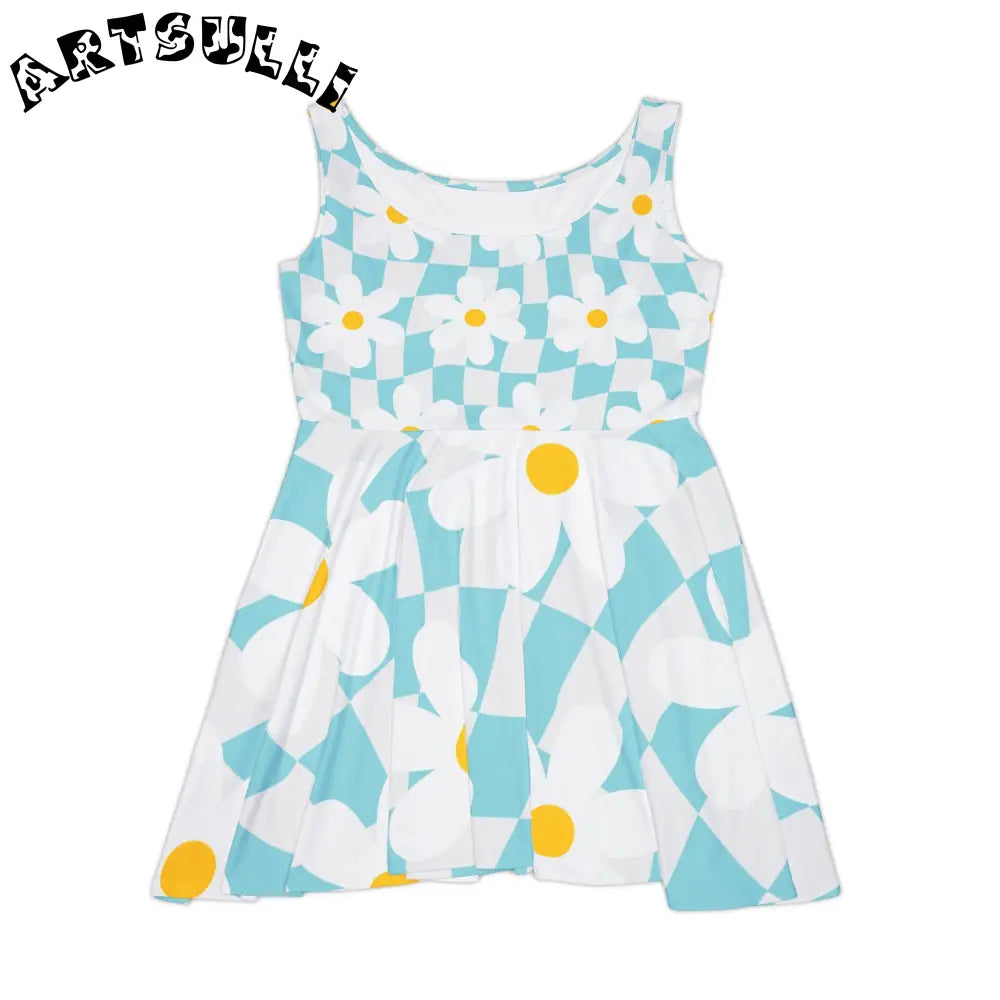 JAKKOUTTHEBXX Trippy Check Garden Women’s Skater Dress (AOP)