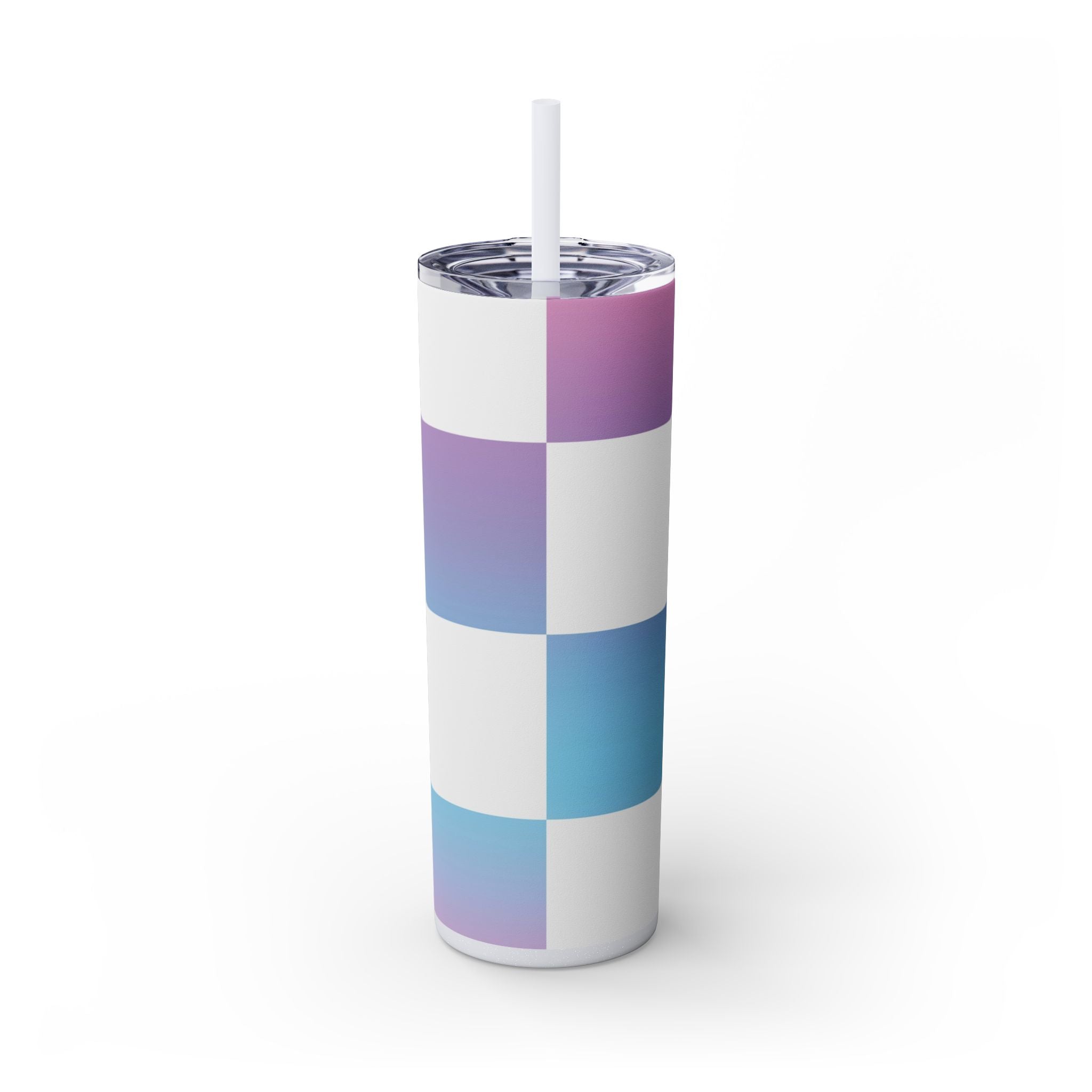 Vaporwave Check Skinny Tumbler with Straw, 20oz, Artsulli - Art is Long, Life is Short, Mug, Finish, Glossy, Color, Glitter Iceberg, Size, 20oz, 18043581902625269184