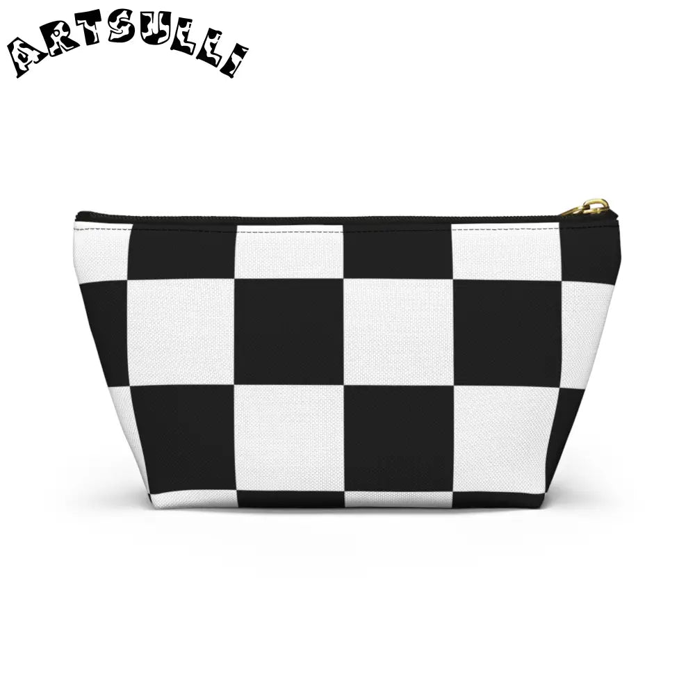JAKKOUTTHEBXX Checkerboard Black and White Accessory Pouch w