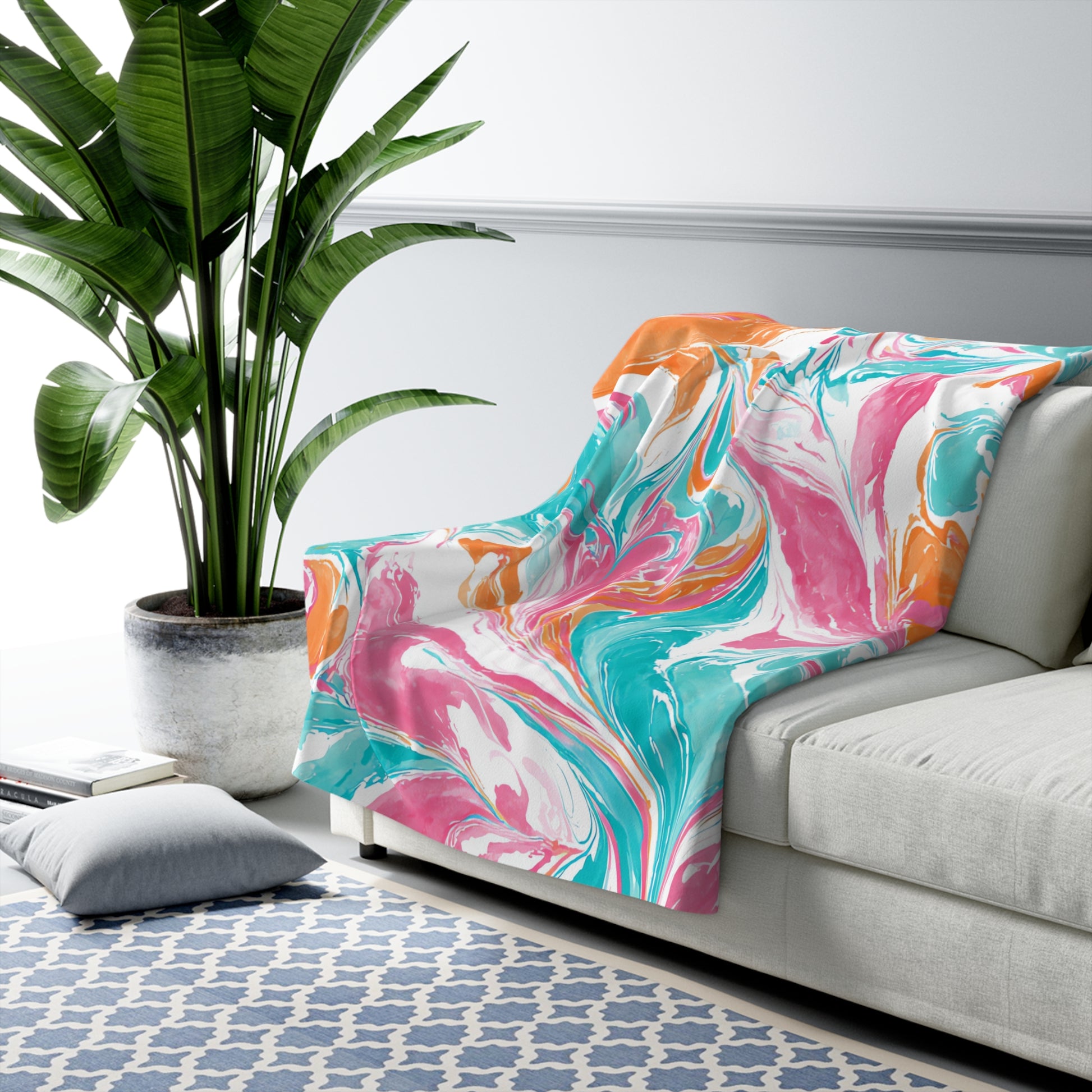 Liquid Pastel Spill II Multi-Color Sherpa Fleece Blanket, Artsulli - Art is Long, Life is Short, Home Decor, , , , , , , 