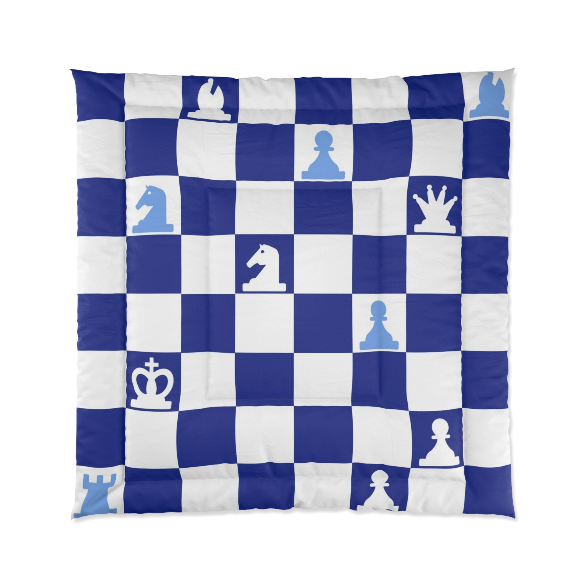 Chessboard Navy Blue Comforter, Artsulli - Art is Long, Life is Short, Home Decor, Size, 88" × 88", , , , , 50029190051013600508