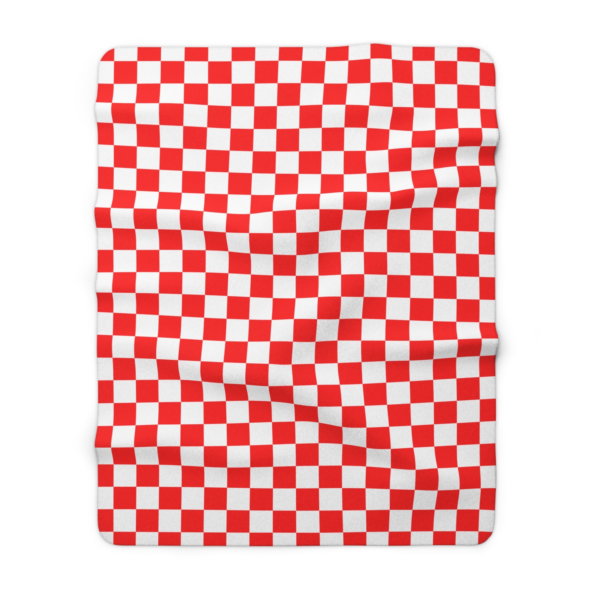 Checkerboard II Red and White Sherpa Fleece Blanket, Artsulli - Art is Long, Life is Short, Home Decor, Size, 60" × 80", , , , , 15908191478769762342