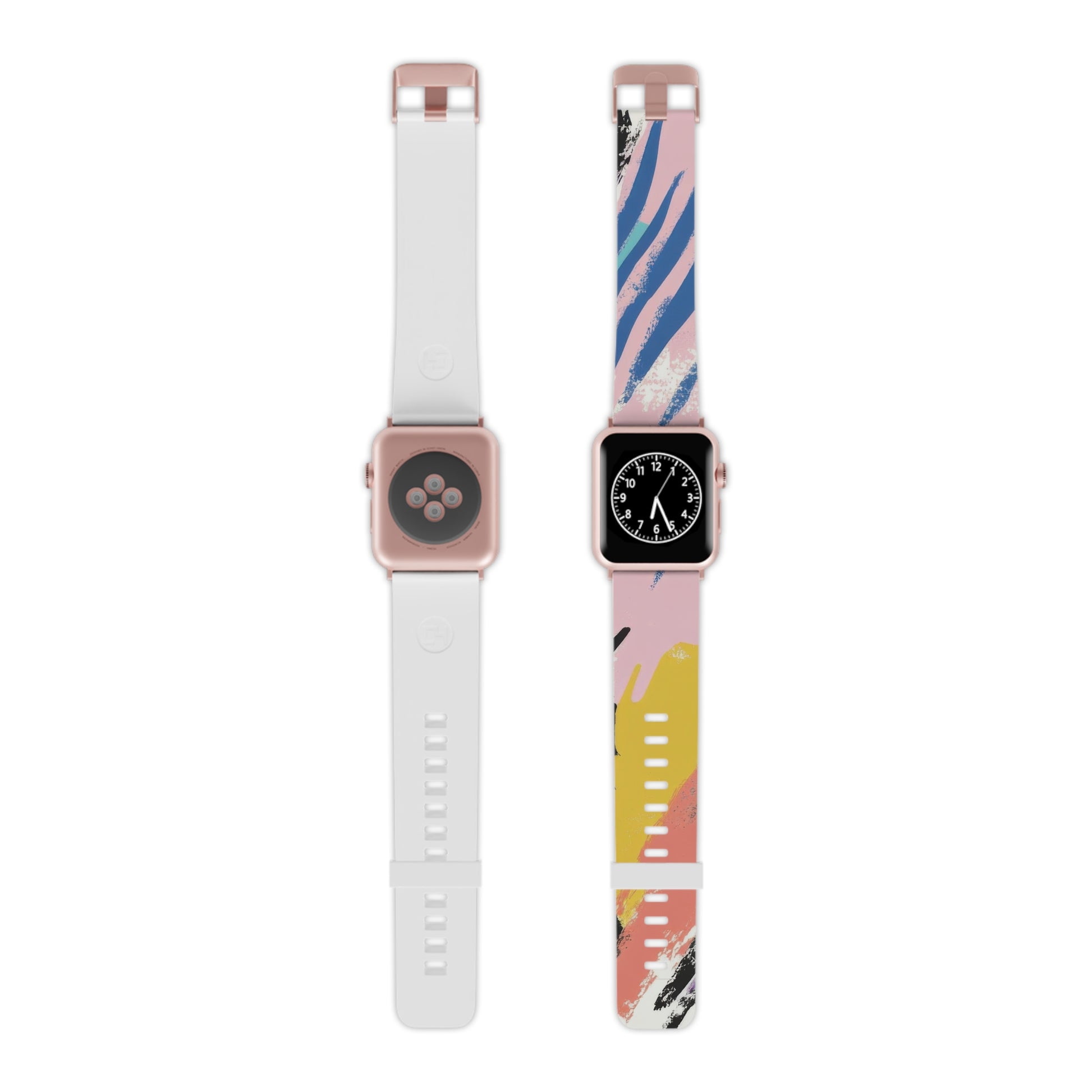 Wild Zebra Stripes x Paint Brush Strokes Multi-Color IV Watch Band for Apple Watch, Artsulli - Art is Long, Life is Short, Accessories, Size, 8'' × 0.75'' / 42 - 44 mm, Color, Rose Gold, , , 15848537567956