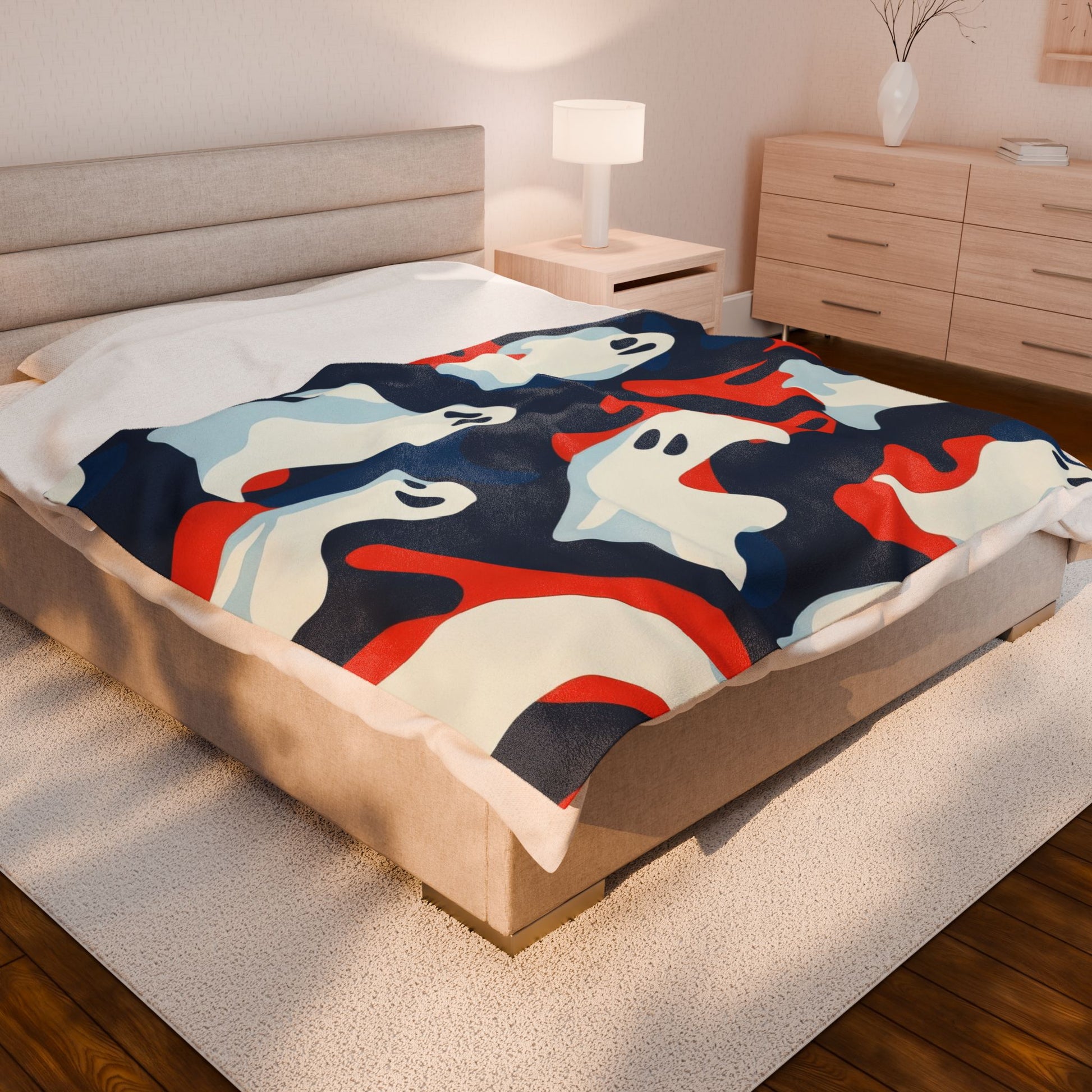 Camo Ghosts Velveteen Plush Blanket, Artsulli - Art is Long, Life is Short, All Over Prints, , , , , , , 