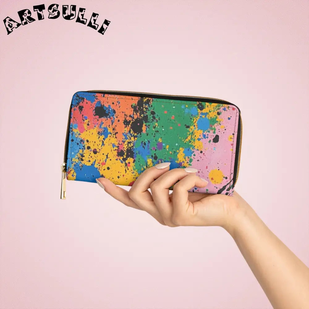 JAKKOUTTHEBXX The Colors Of Paint Splatter Zipper Wallet