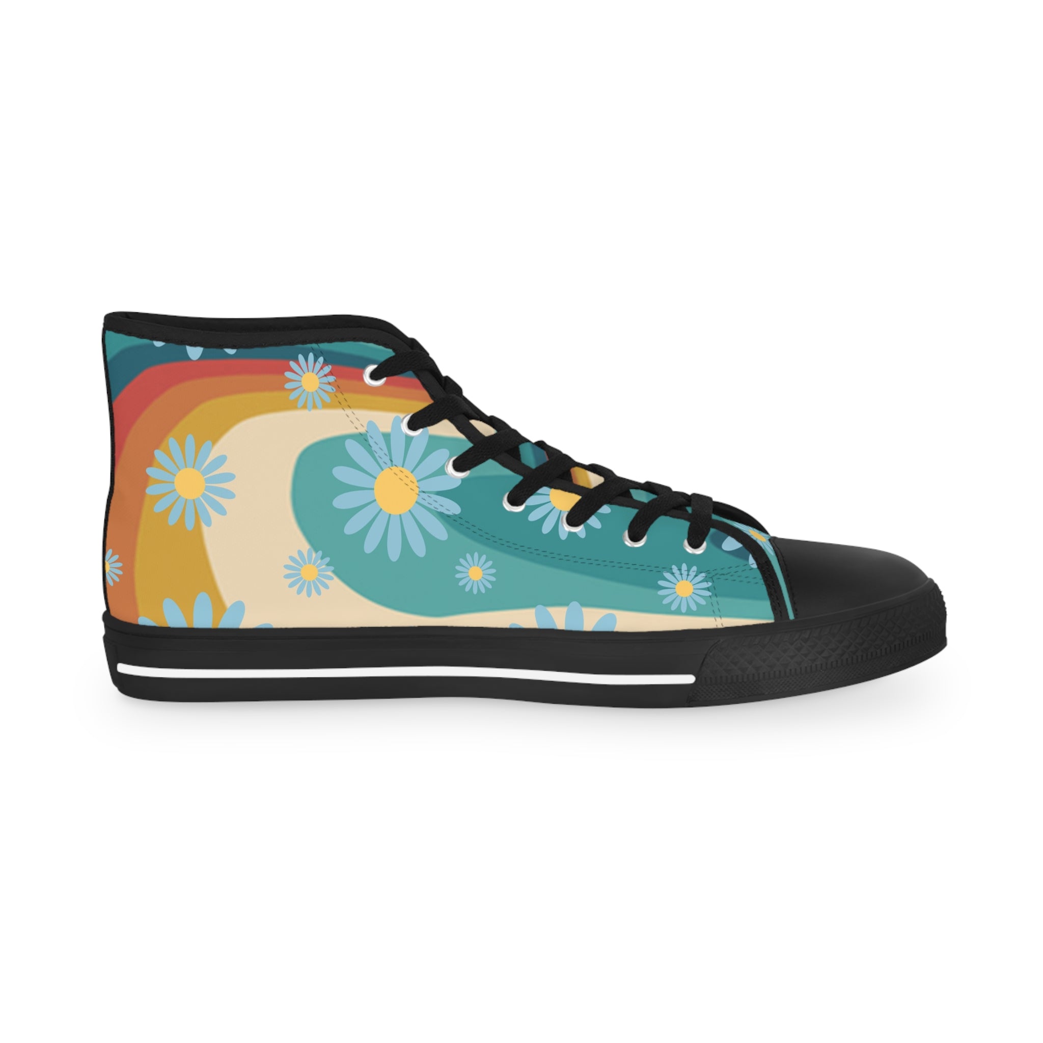 Psychedelic Floral Hills Multi-Color Men's High Top Sneakers, Artsulli - Art is Long, Life is Short, Shoes, , , , , , , 