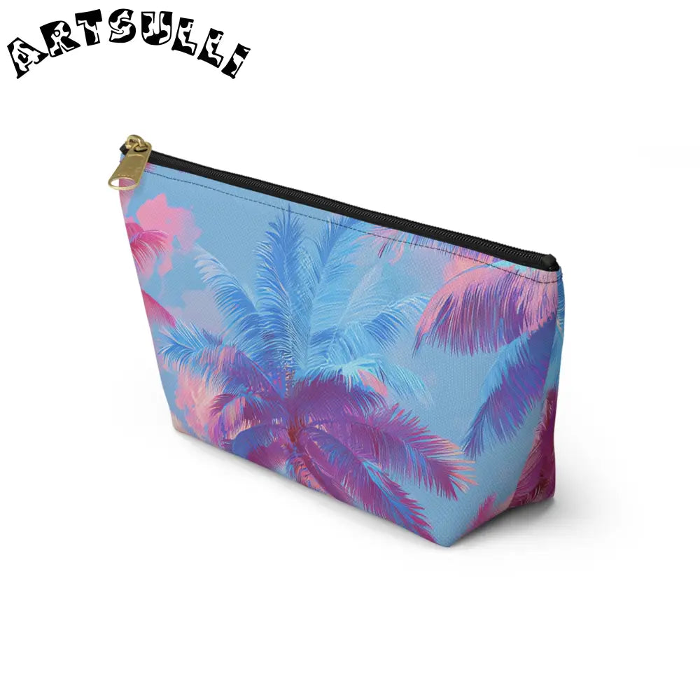 JAKKOUTTHEBXX Ethereal Pastel Palms II Blue and Pink Accessory Pouch
