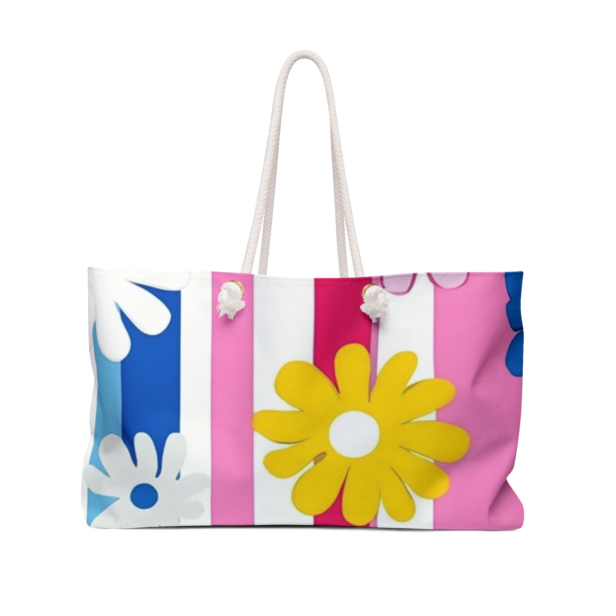 Flowers x Stripes Multi-Color Weekender Bag, Artsulli - Art is Long, Life is Short, Bags, Size, 24" × 13", , , , , 56308215331660