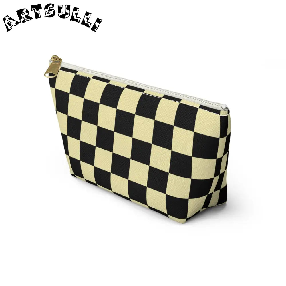JAKKOUTTHEBXX Checkerboard Black and Yellow Accessory Pouch w