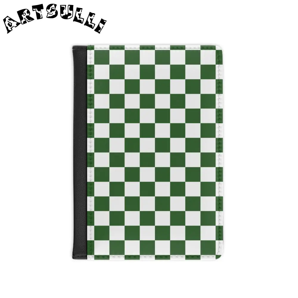 JAKKOUTTHEBXX Checkerboard White and Dark Green Passport Cover