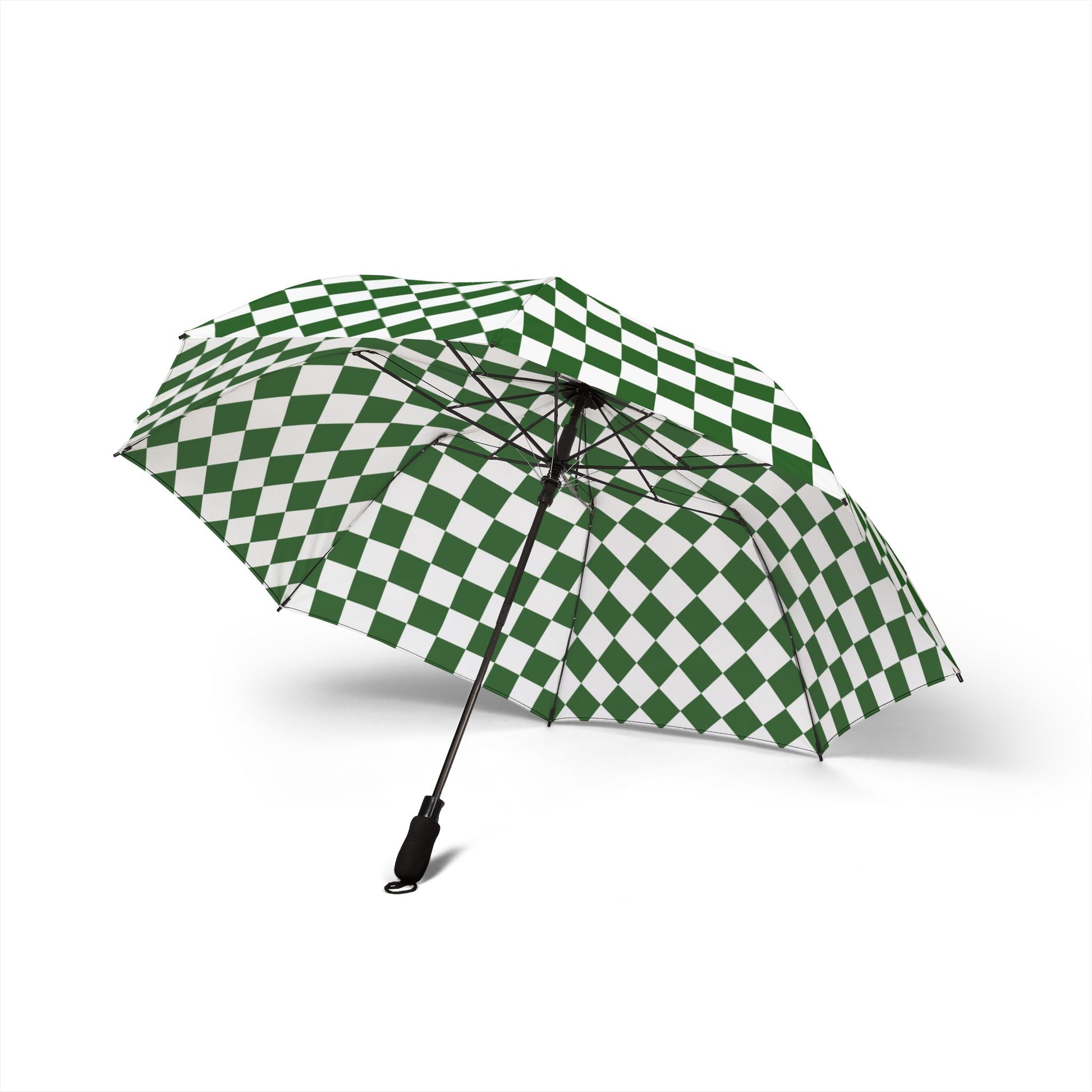 Checkerboard White and Dark Green Semi-Automatic Foldable Umbrella, Artsulli - Art is Long, Life is Short, Accessories, , , , , , , 