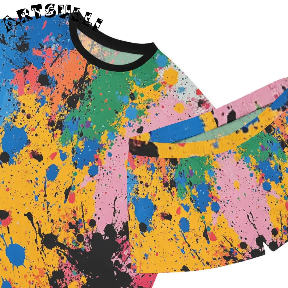 JAKKOUTTHEBXX The Colors Of Paint Splatter Women’s Short Pajama Set
