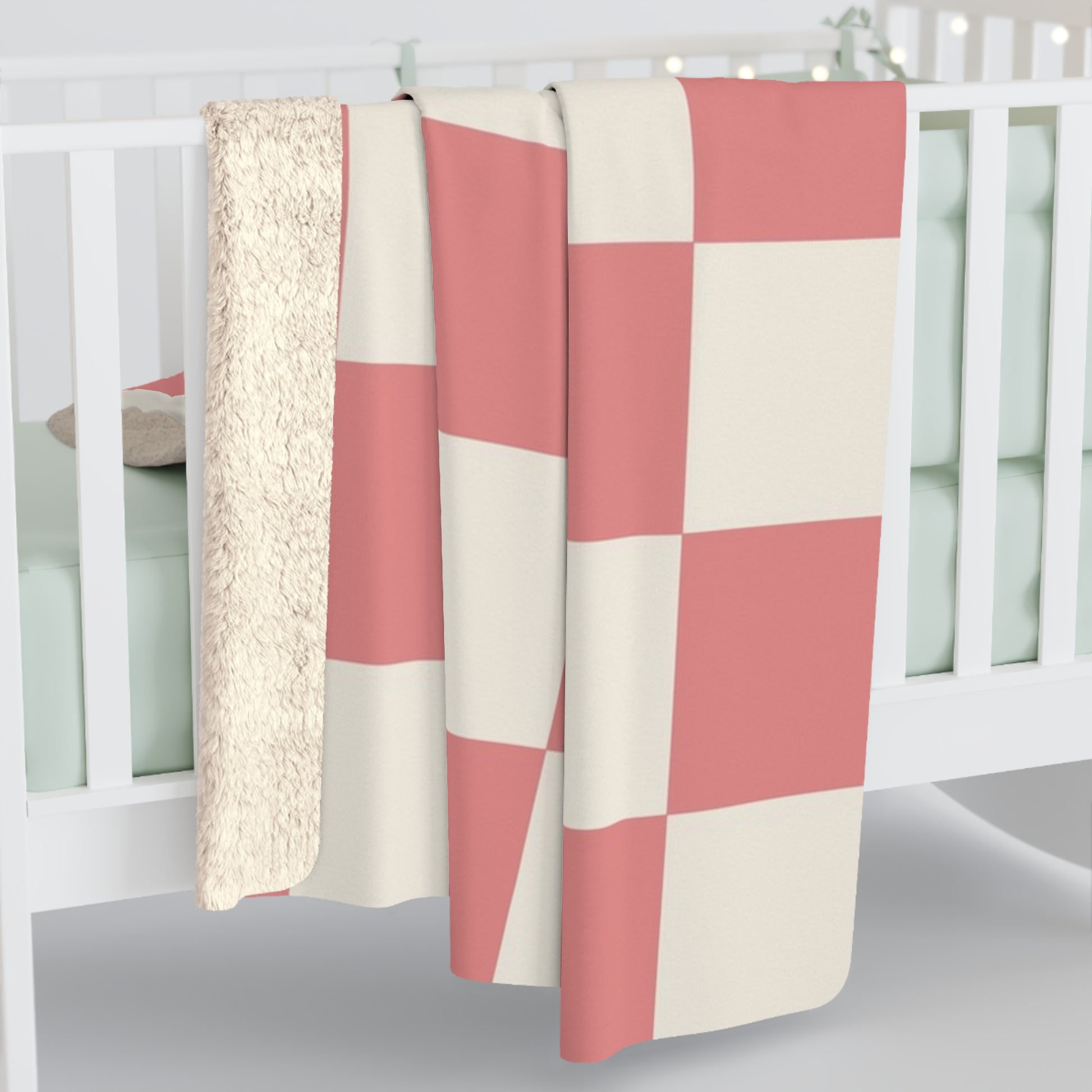 Retro Checkered Grassland Sprites Sherpa Fleece Blanket, Artsulli - Art is Long, Life is Short, Home Decor, , , , , , , 