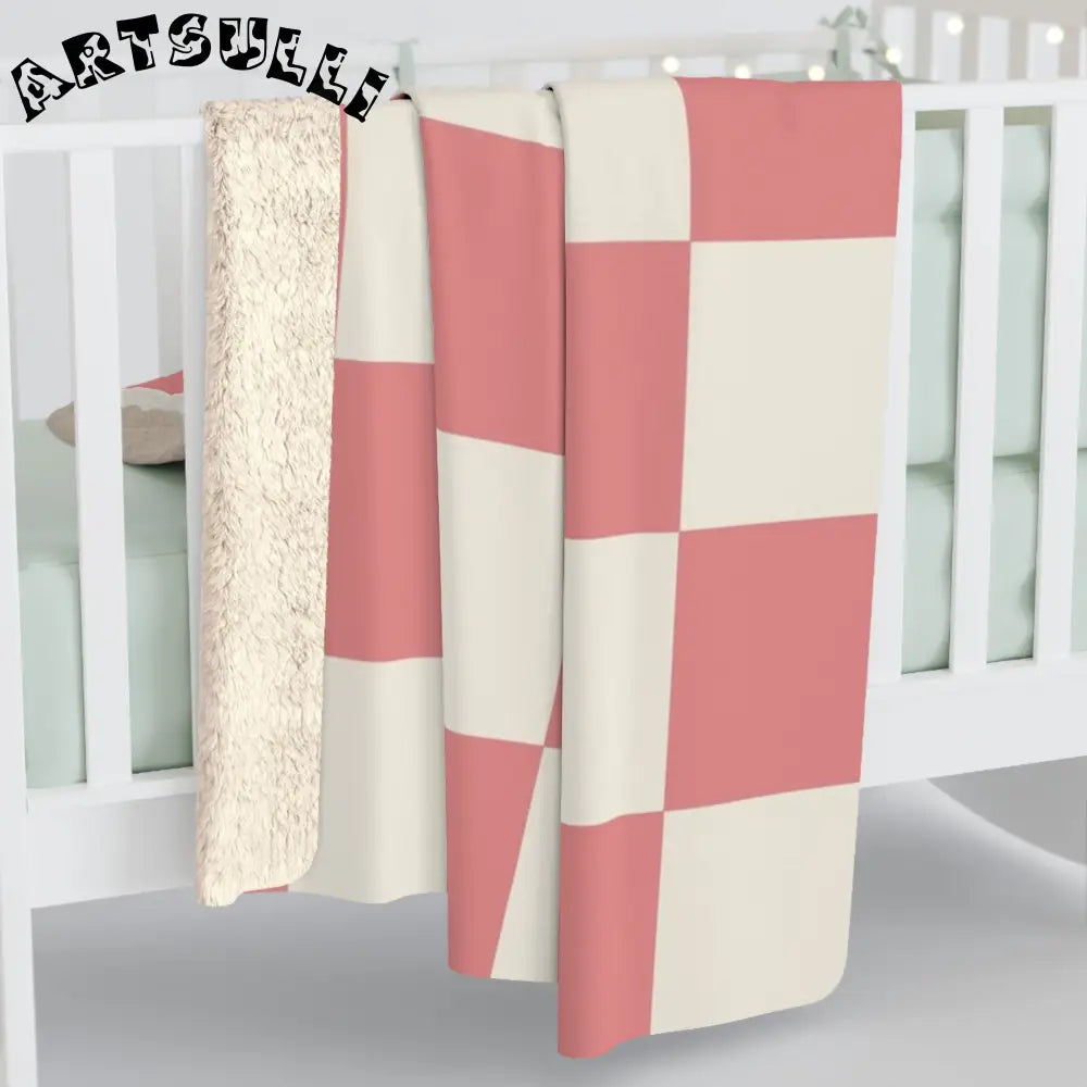 JAKKOUTTHEBXX Retro Checkered Grassland Sprites Sherpa Fleece