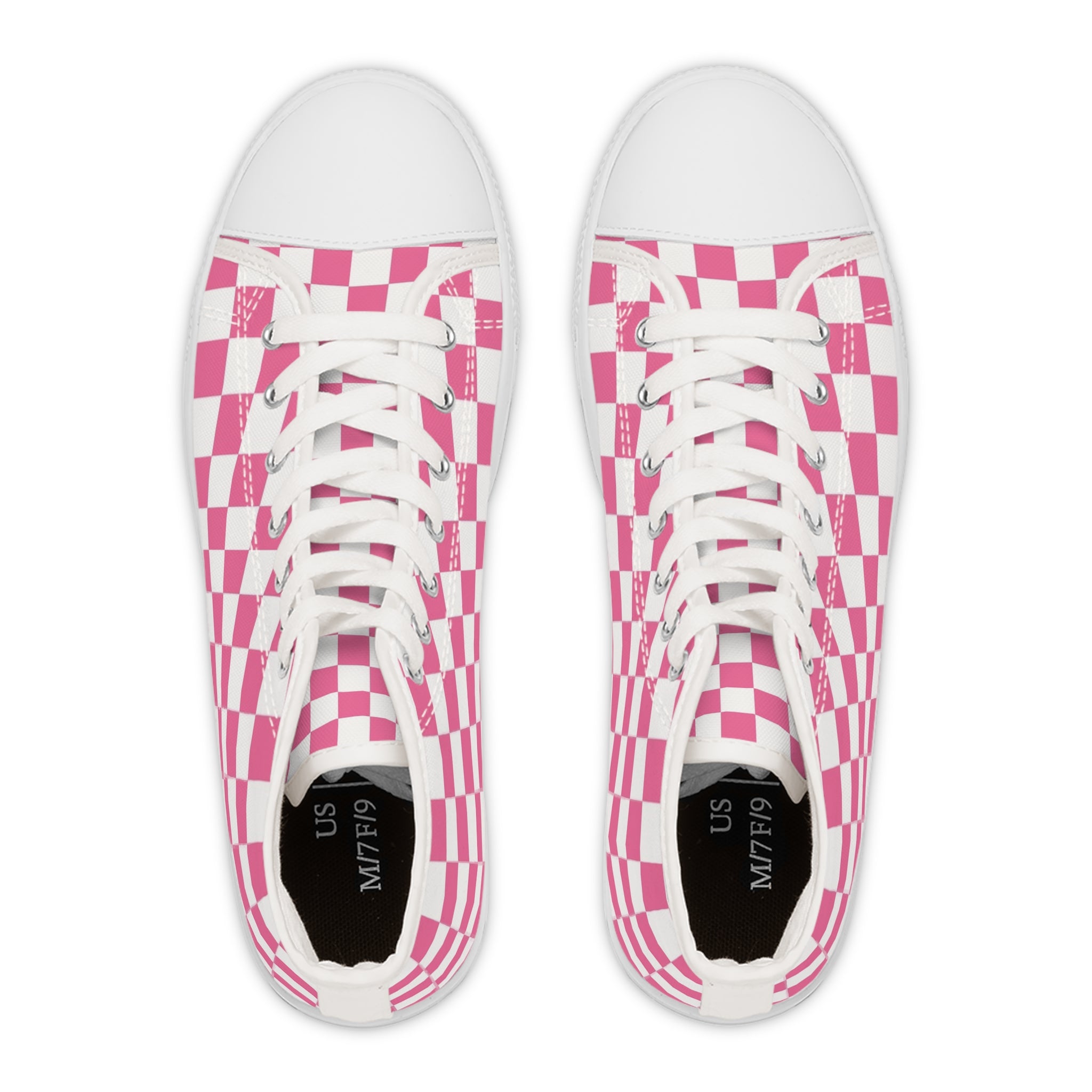 Yuyushiki Pink Check Women's High Top Sneakers