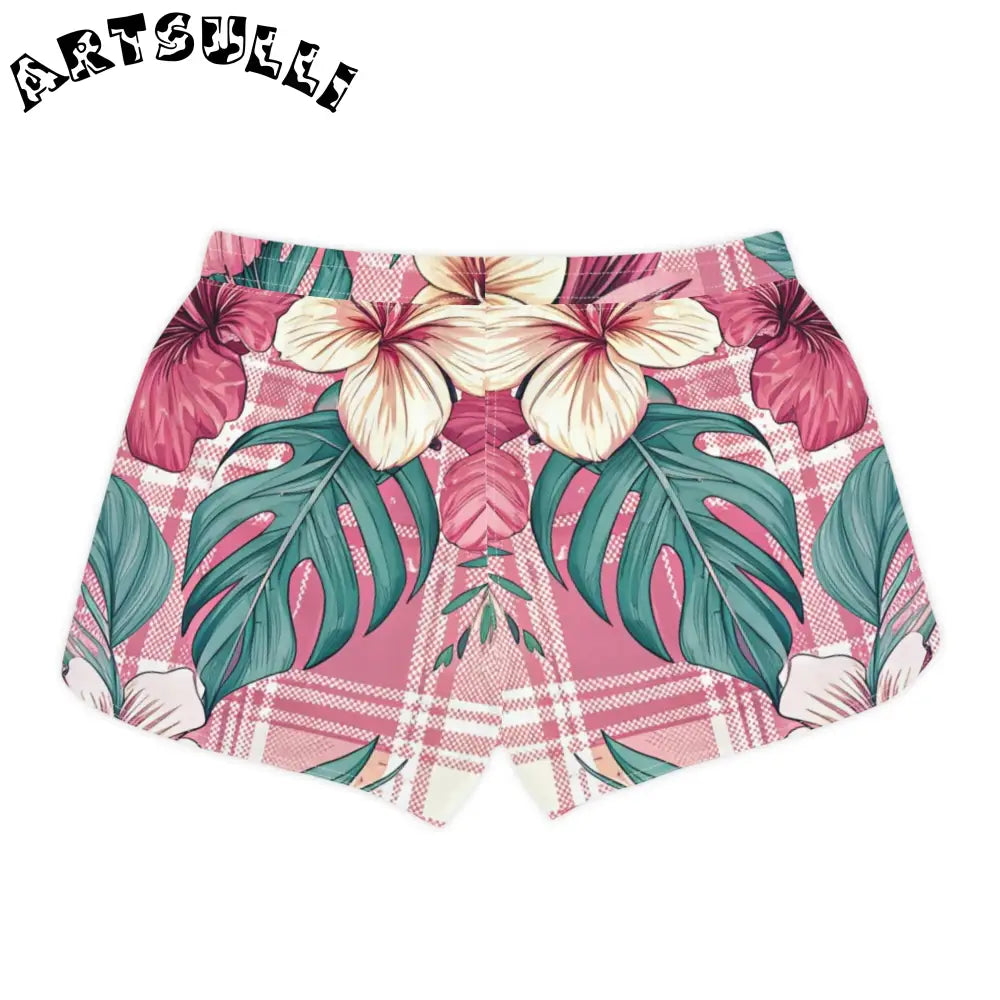 JAKKOUTTHEBXX Plaid x Floral Burgundy and GreenWomen’s Casual Shorts