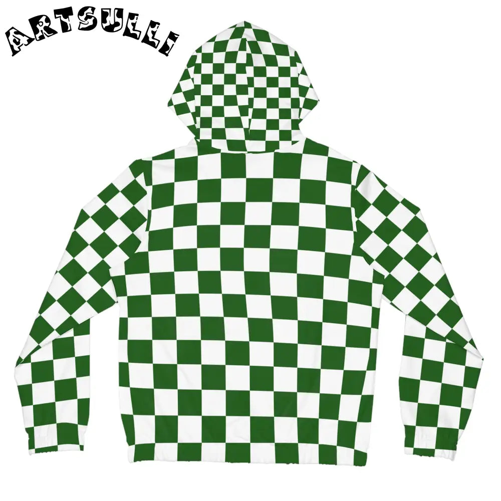 JAKKOUTTHEBXX Checkerboard White and Dark Green Women’s Full-Zip