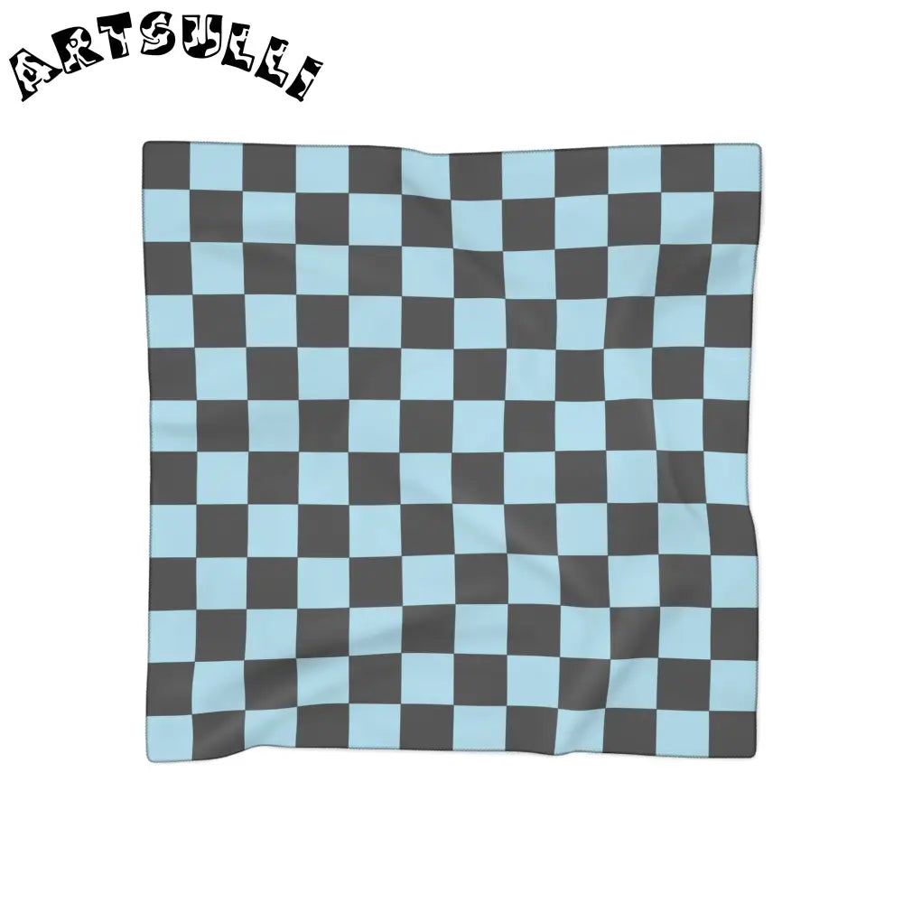 JAKKOUTTHEBXX Checkerboard Black and Blue Poly Scarf JAKKOUTTHEBXX