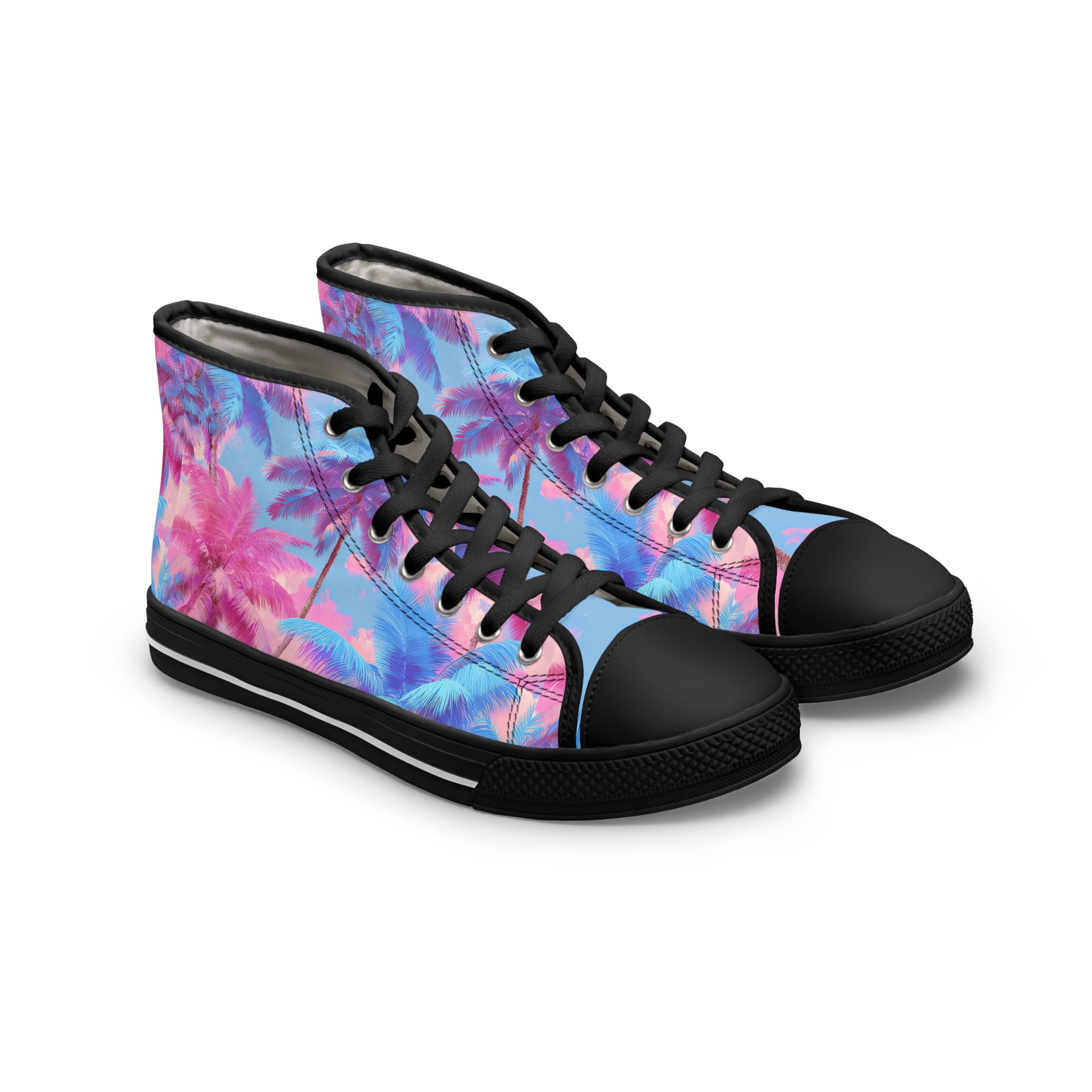 Ethereal Pastel Palms II Women's High Top Sneakers, Artsulli - Art is Long, Life is Short, Shoes, Size, US 5.5, Color, Black sole, , , 13311916755279522486