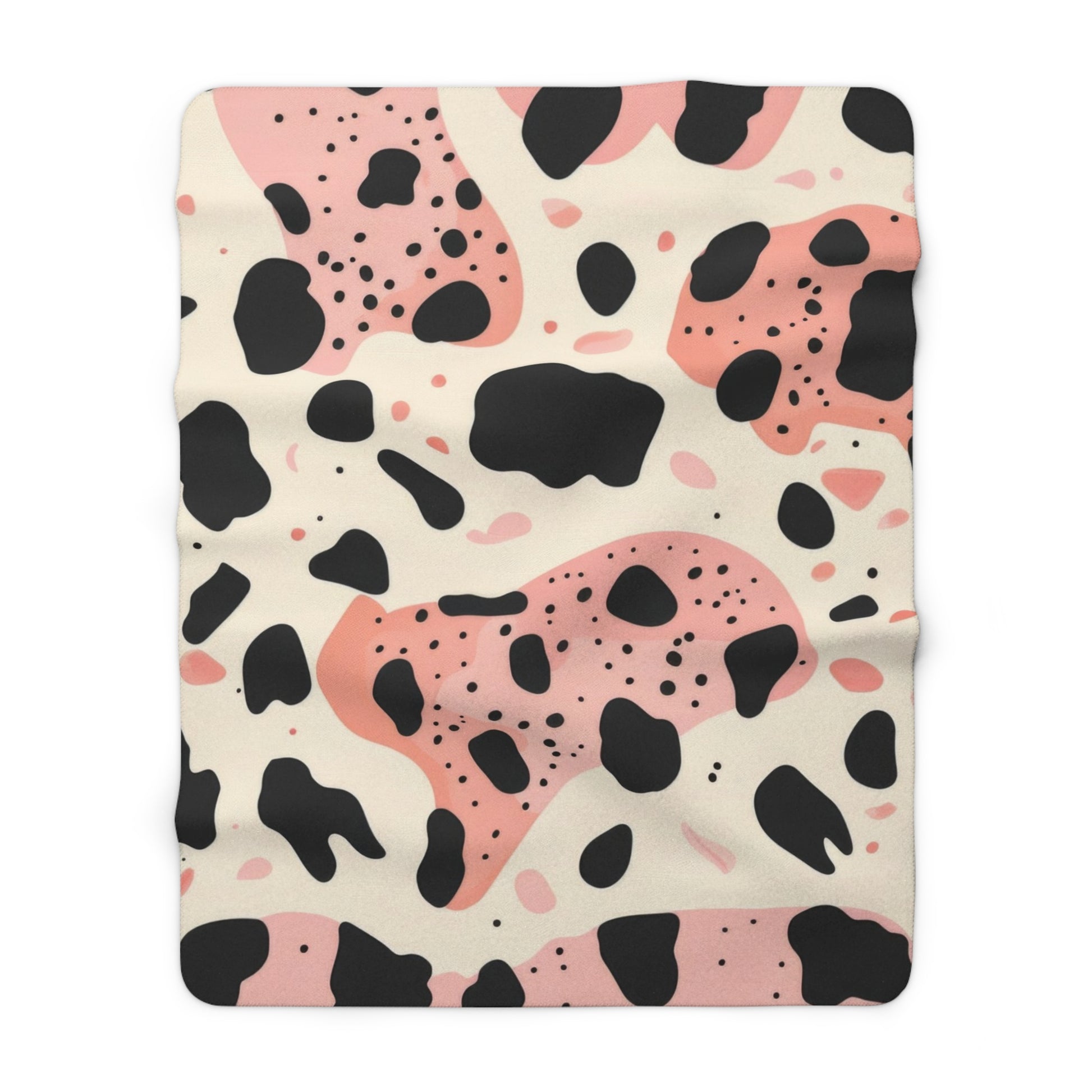 Organic Cow Print Cream and Pink Sherpa Fleece Blanket, Artsulli - Art is Long, Life is Short, Home Decor, Size, 60" × 80", , , , , 85804294180834