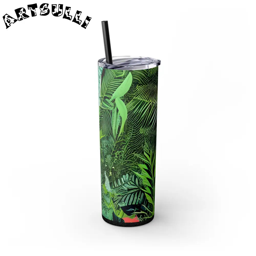 JAKKOUTTHEBXX White Tropical Leaf and Flower Tumbler JAKKOUTTHEBXX