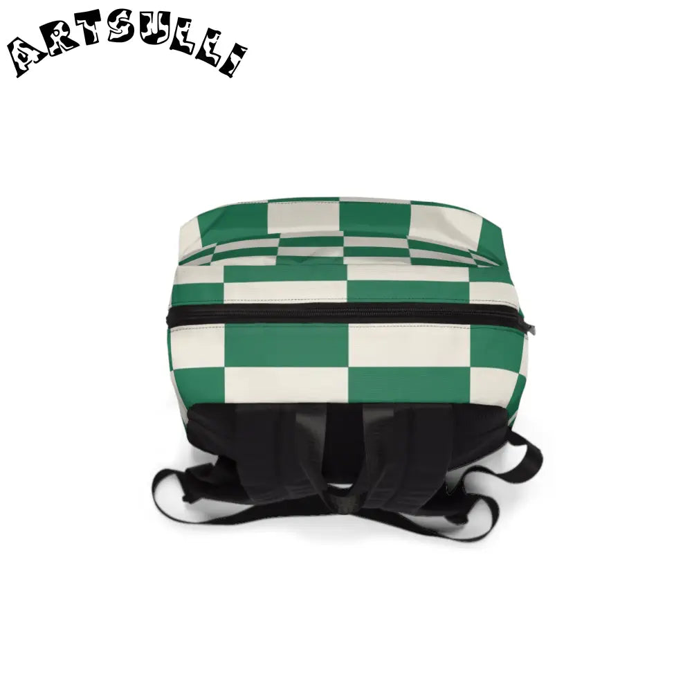 JAKKOUTTHEBXX Checkerboard Dark Green Unisex Classic Backpack