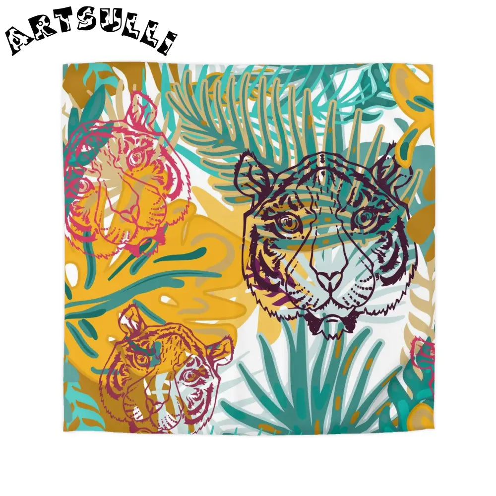 JAKKOUTTHEBXX Tropical Jungle Tigers Brown and Green Microfiber