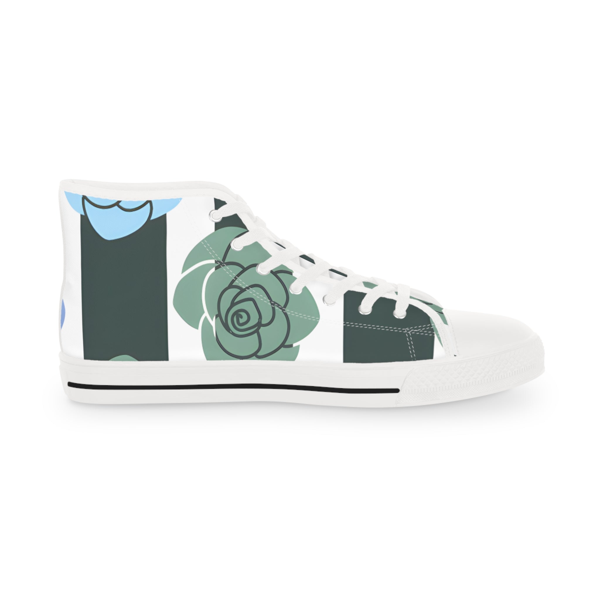 Stripes x Roses Black and White Men's High Top Sneakers, Artsulli - Art is Long, Life is Short, Shoes, , , , , , , 
