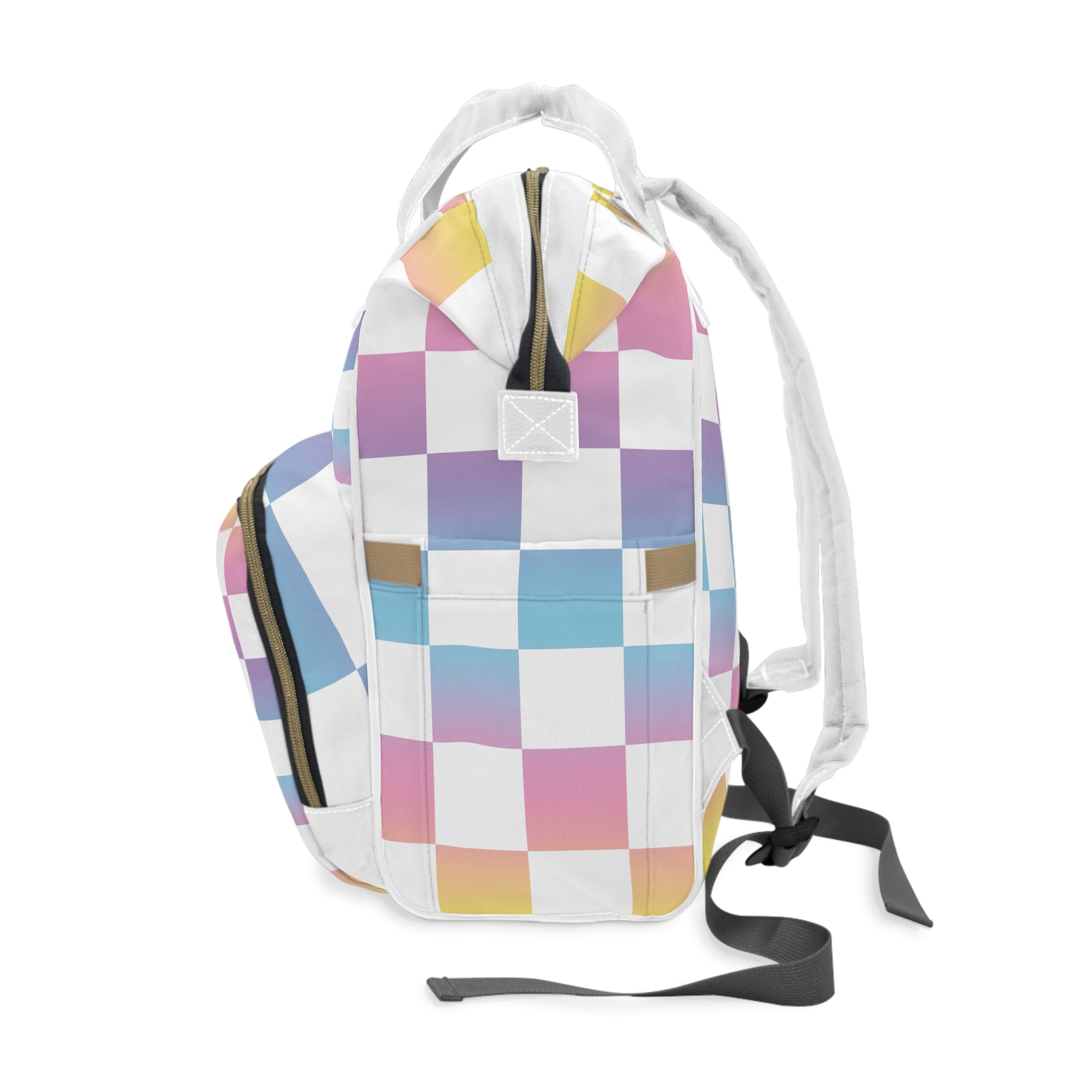 Vaporwave Check II  Multifunctional Diaper Backpack, Artsulli - Art is Long, Life is Short, Bags, , , , , , , 