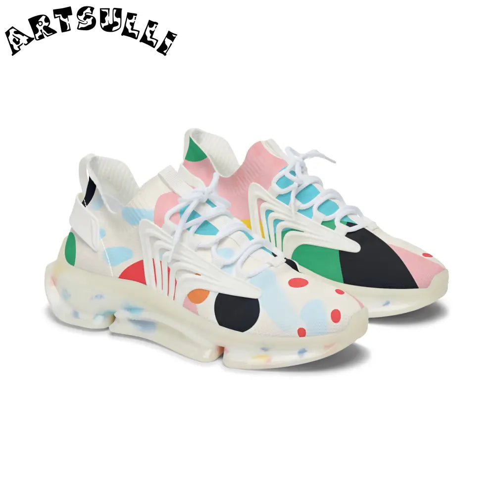 JAKKOUTTHEBXX Colorful Abstract Shapes Women’s Mesh Sneakers
