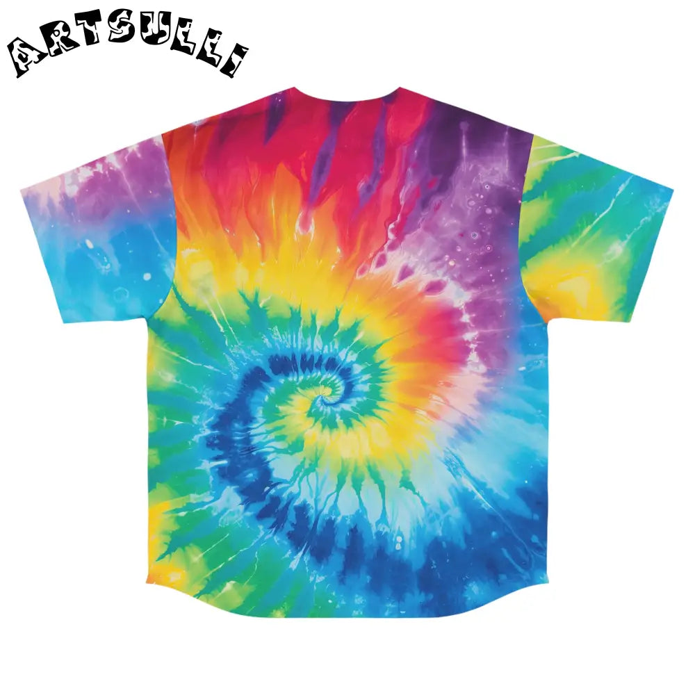 JAKKOUTTHEBXX Tie-Dye Rainbow Button-Up Baseball Tee 2025