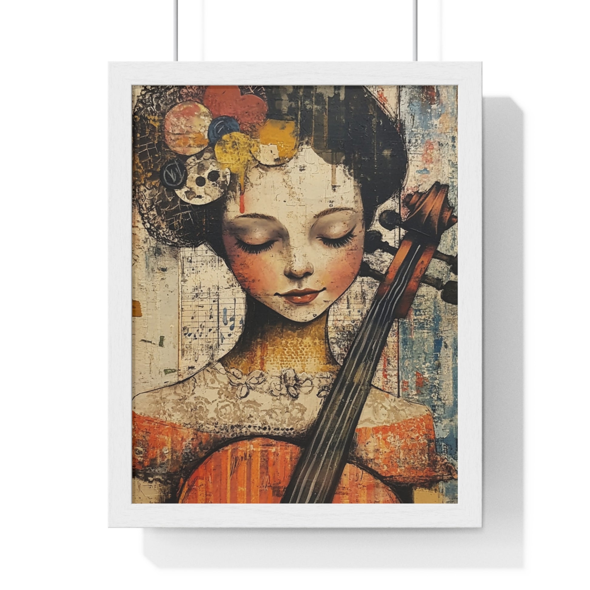Girl With A Violin Vertical Framed Poster, Artsulli - Art is Long, Life is Short, Poster, Size, 11″ x 14″, Color, White, , , 97749044665122476851